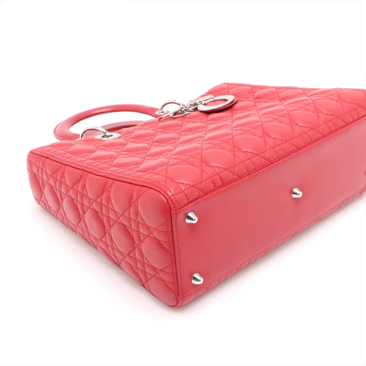Lady Dior Cannage Large Leather 2WAY Handbag Red — view 4