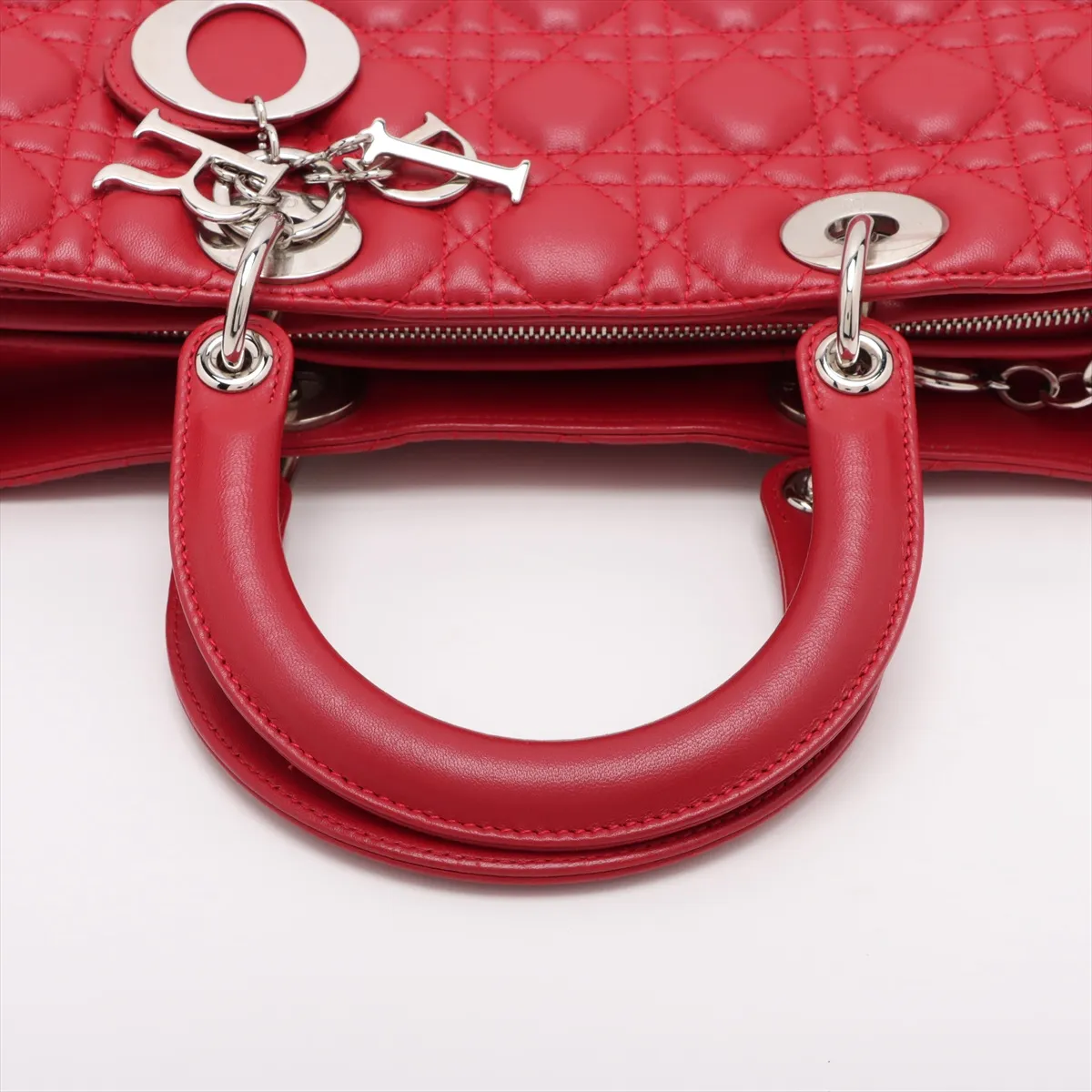 Lady Dior Cannage Large Leather 2WAY Handbag Red — view 5
