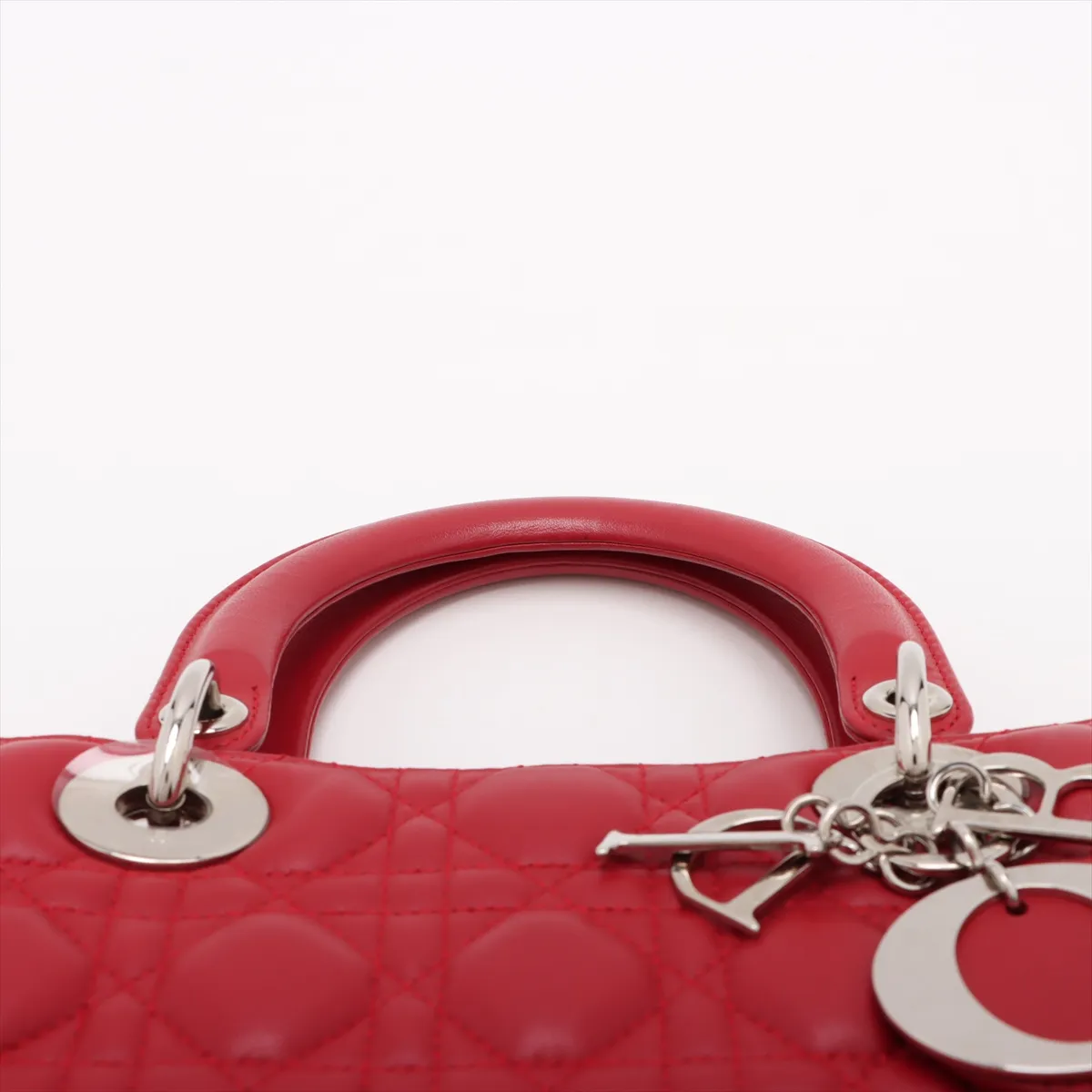 Lady Dior Cannage Large Leather 2WAY Handbag Red — view 6