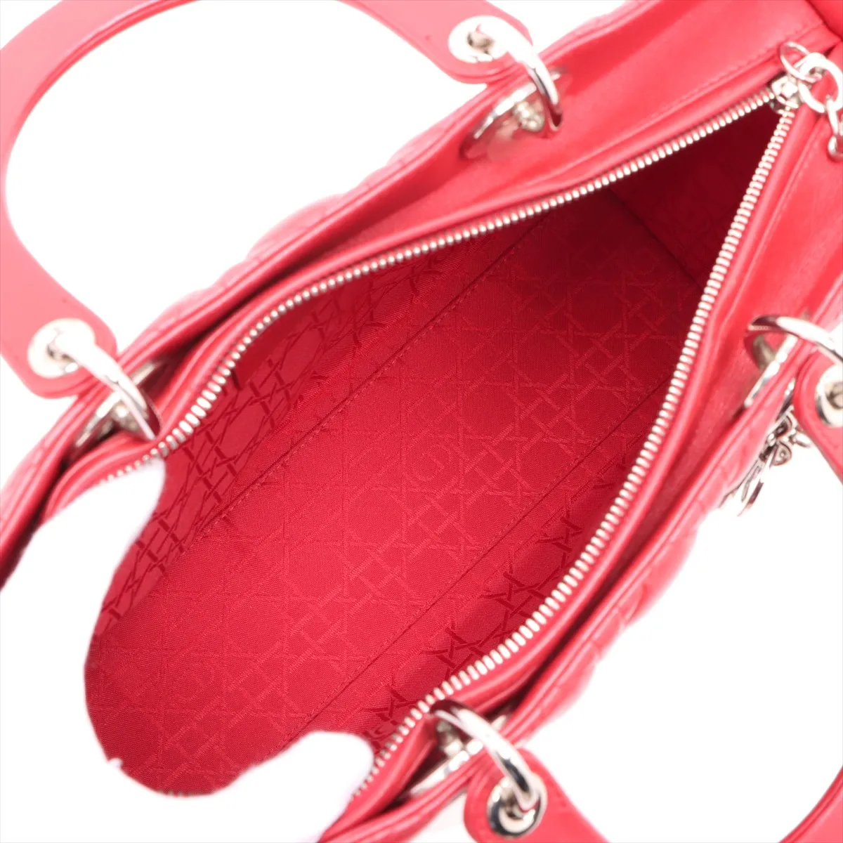 Lady Dior Cannage Large Leather 2WAY Handbag Red — view 8