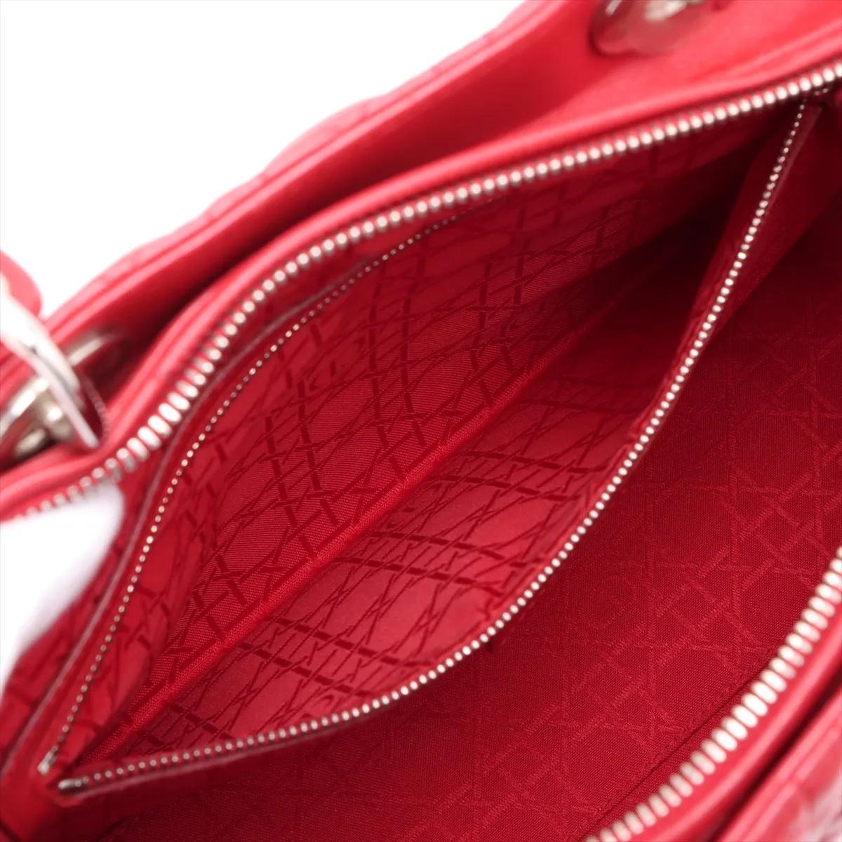 Lady Dior Cannage Large Leather 2WAY Handbag Red — view 9