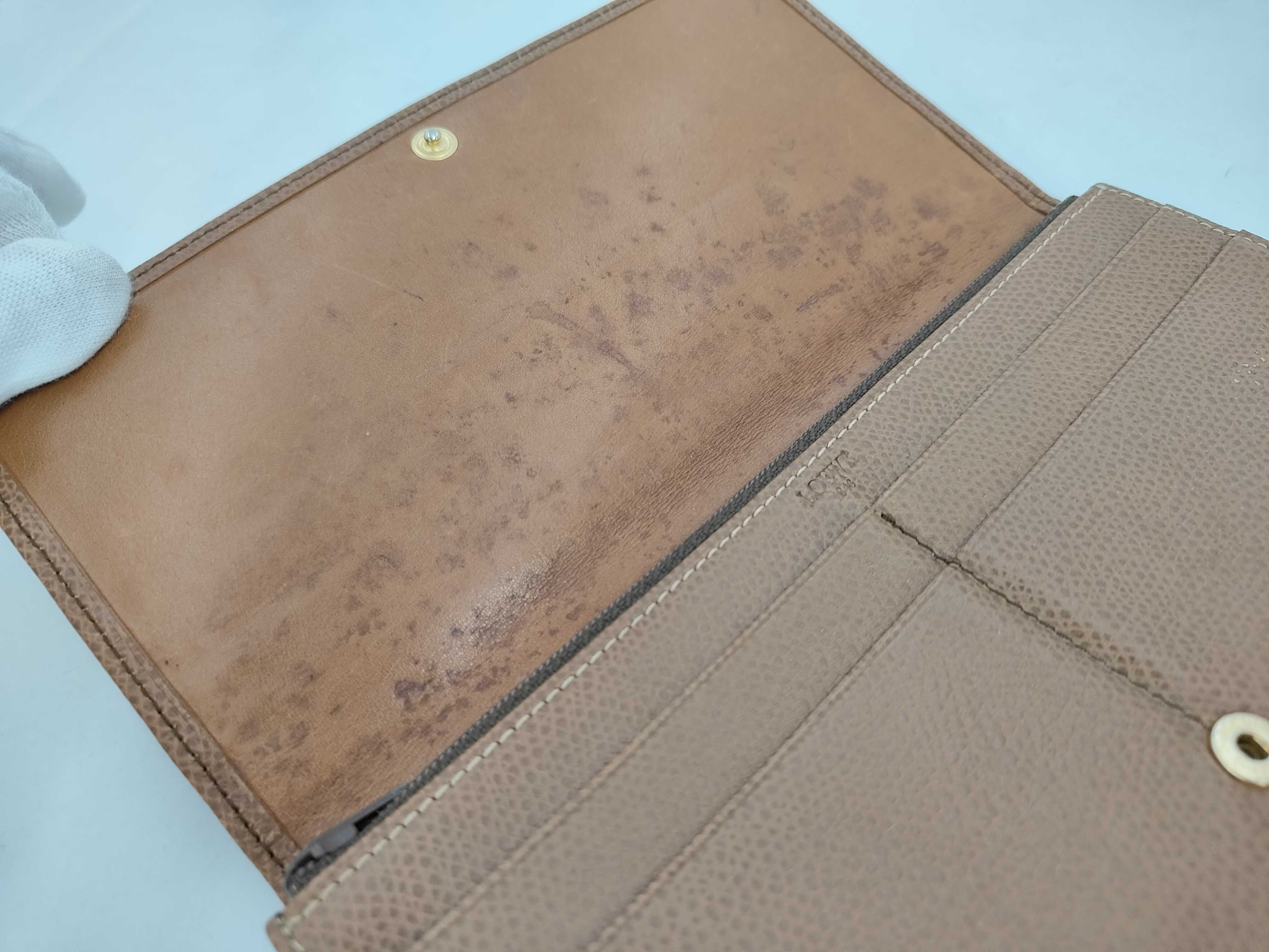 (Loewe) Long Wallet, Flap Closure, Anagram, Leather, Brown — view 4
