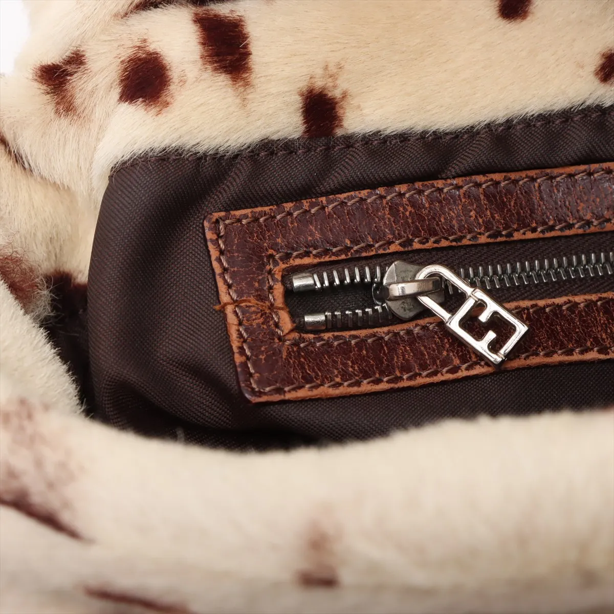Mamma Bucket Harako x Leather Shoulder Bag Beige x Brown 26325 — view 14