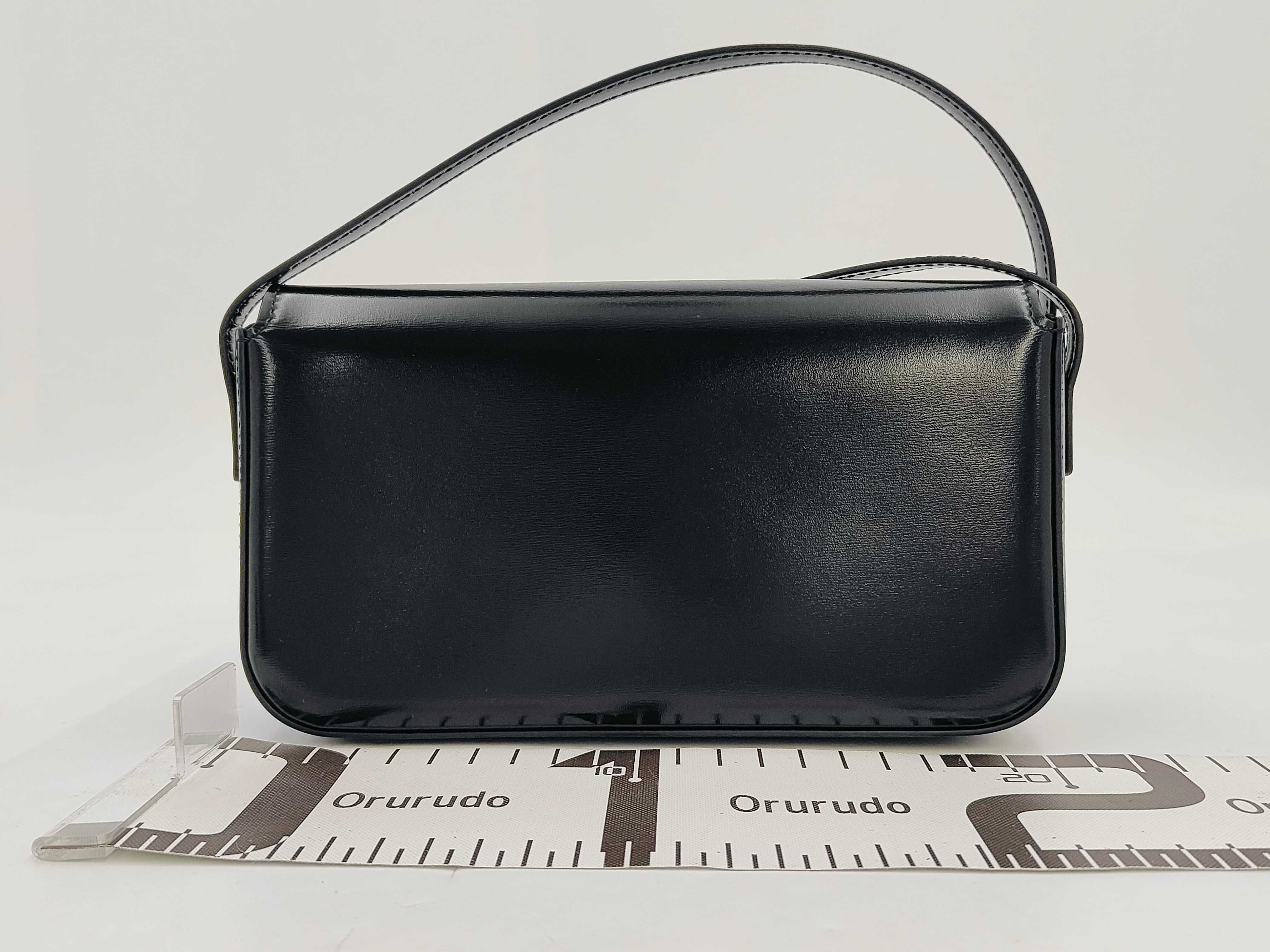 Triomphe Black Calfskin Leather Shoulder Bag with Gold Hardware and Leather Strap — view 2