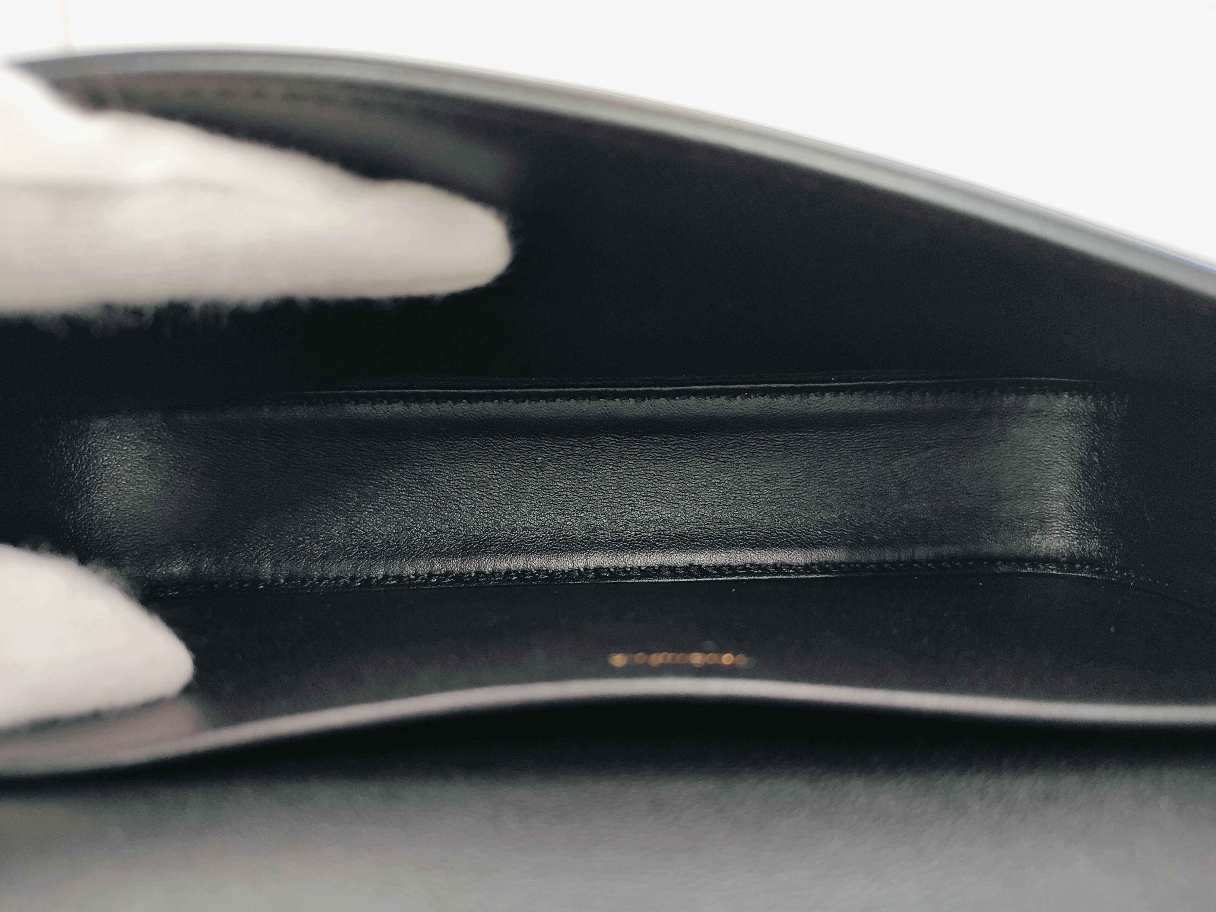 Triomphe Black Calfskin Leather Shoulder Bag with Gold Hardware and Leather Strap — view 8