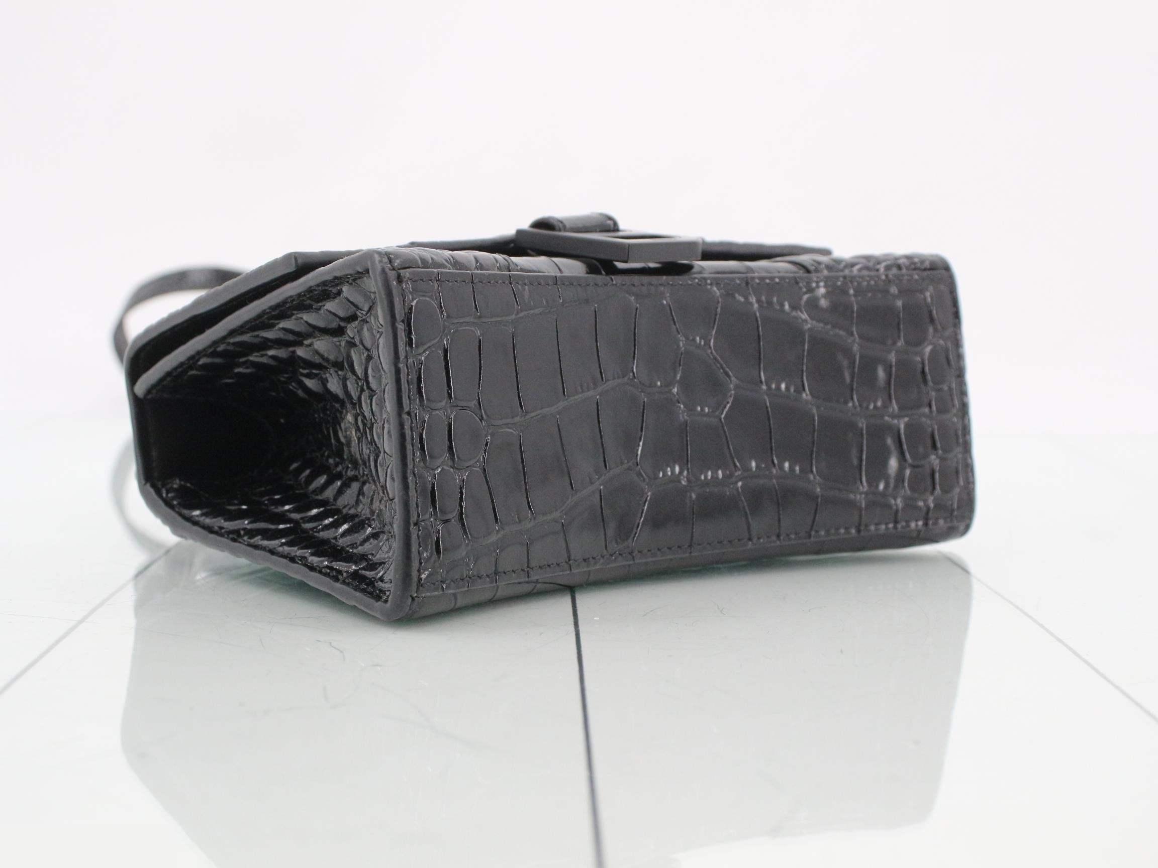 Hourglass Crocodile Embossed 2-Way Shoulder/Handbag — view 5