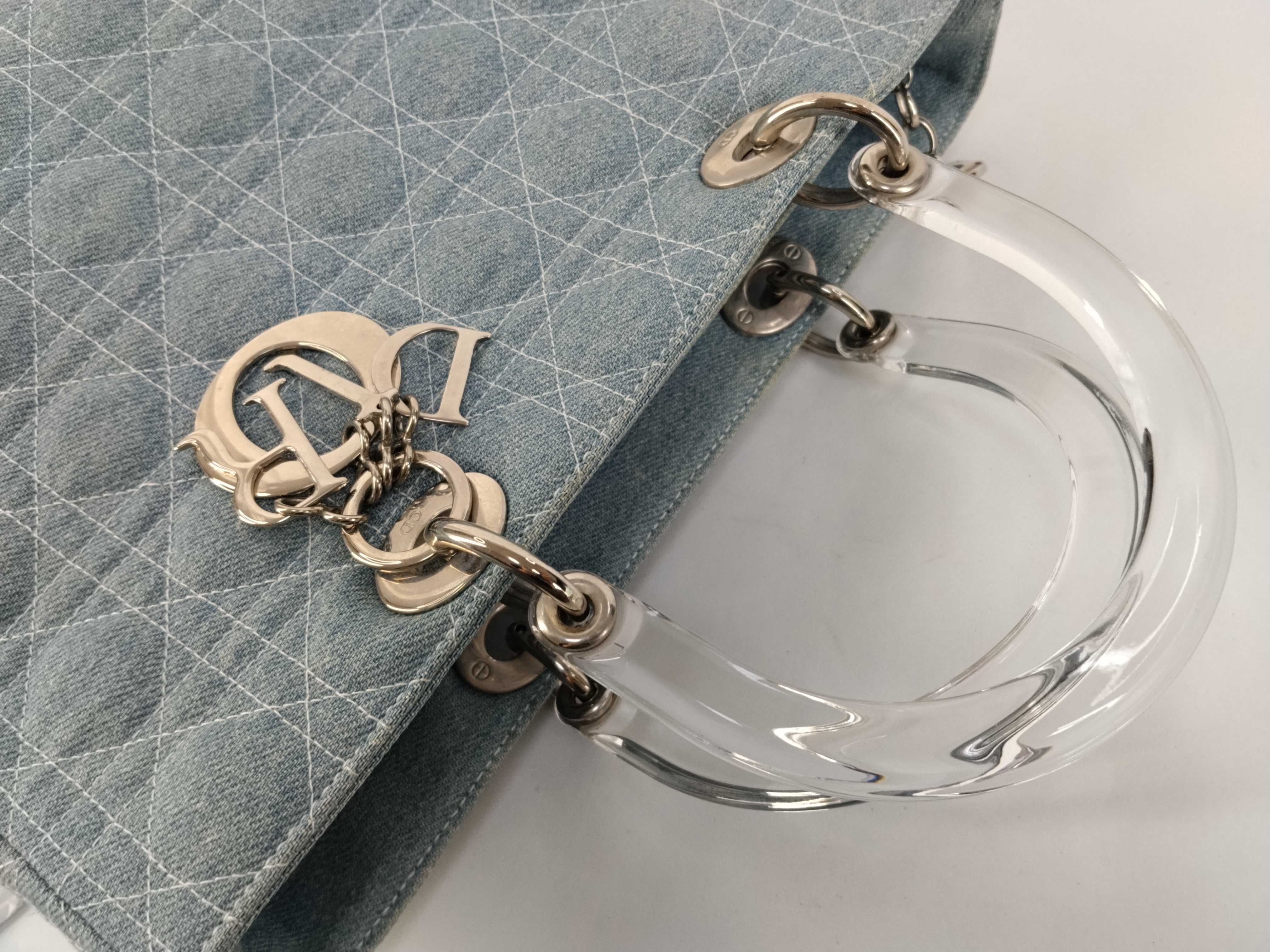 Lady Dior Blue Cannage Denim Handbag — view 3