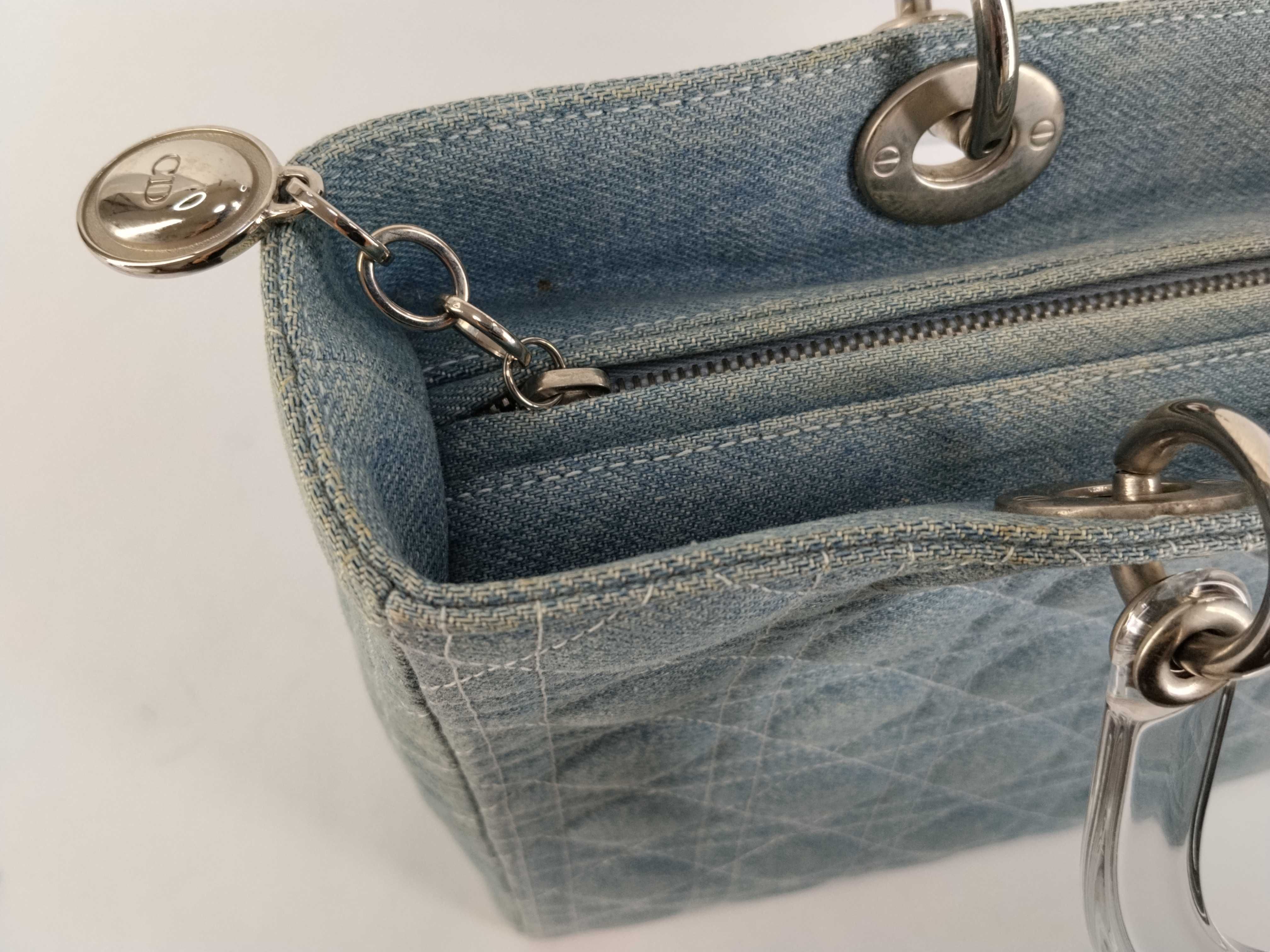 Lady Dior Blue Cannage Denim Handbag — view 8