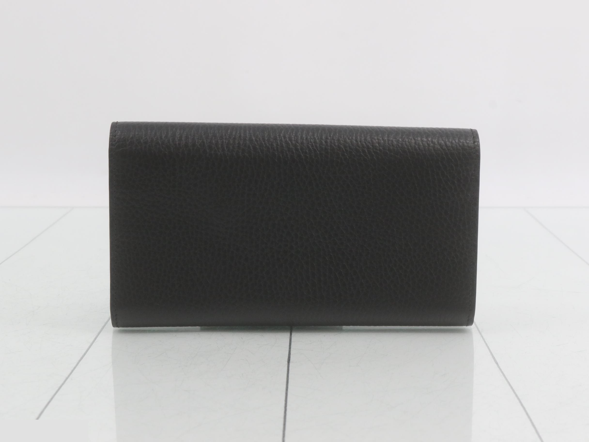 GG Interlocking Long Wallet, Black Leather — view 2