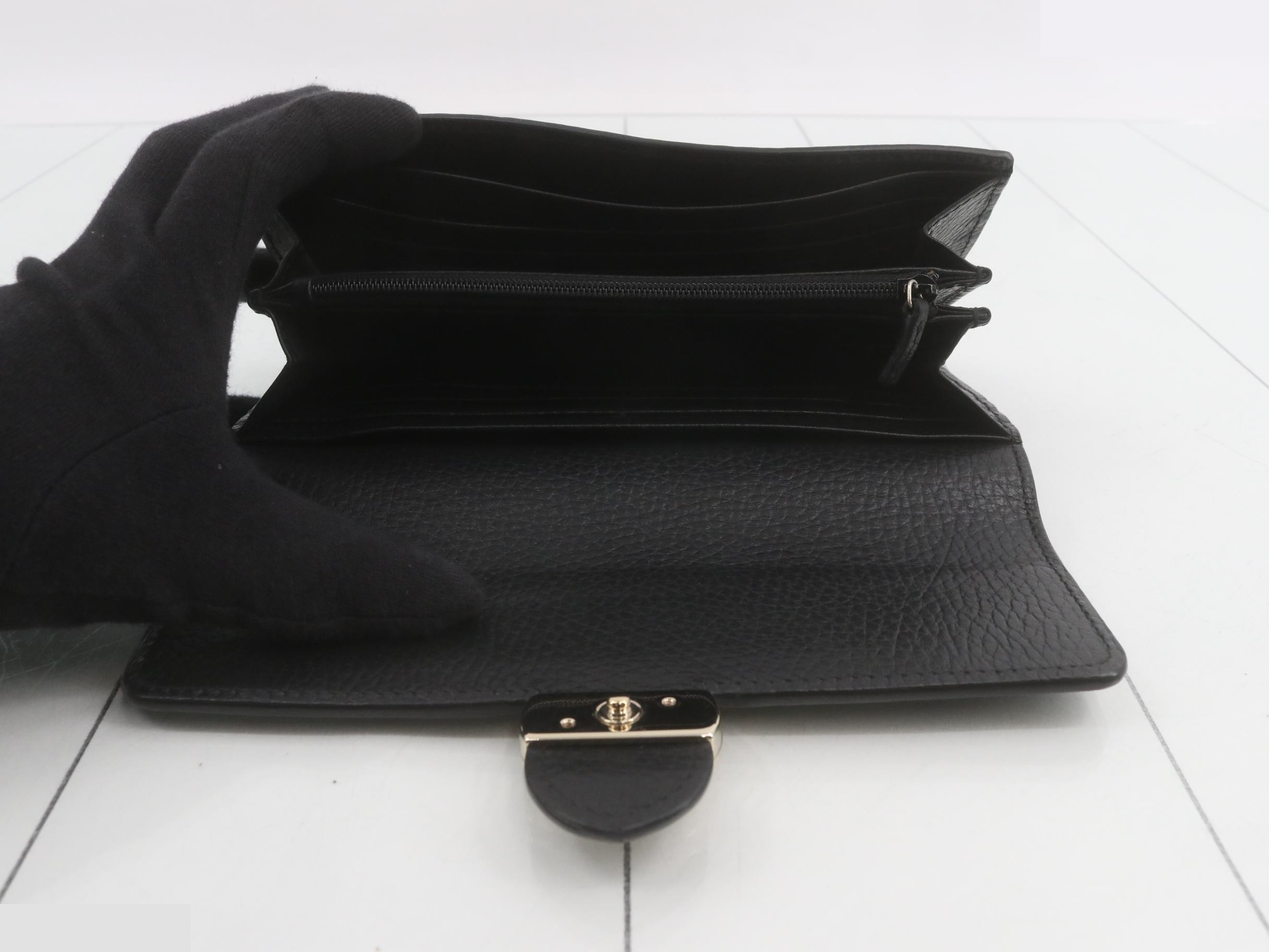 GG Interlocking Long Wallet, Black Leather — view 4