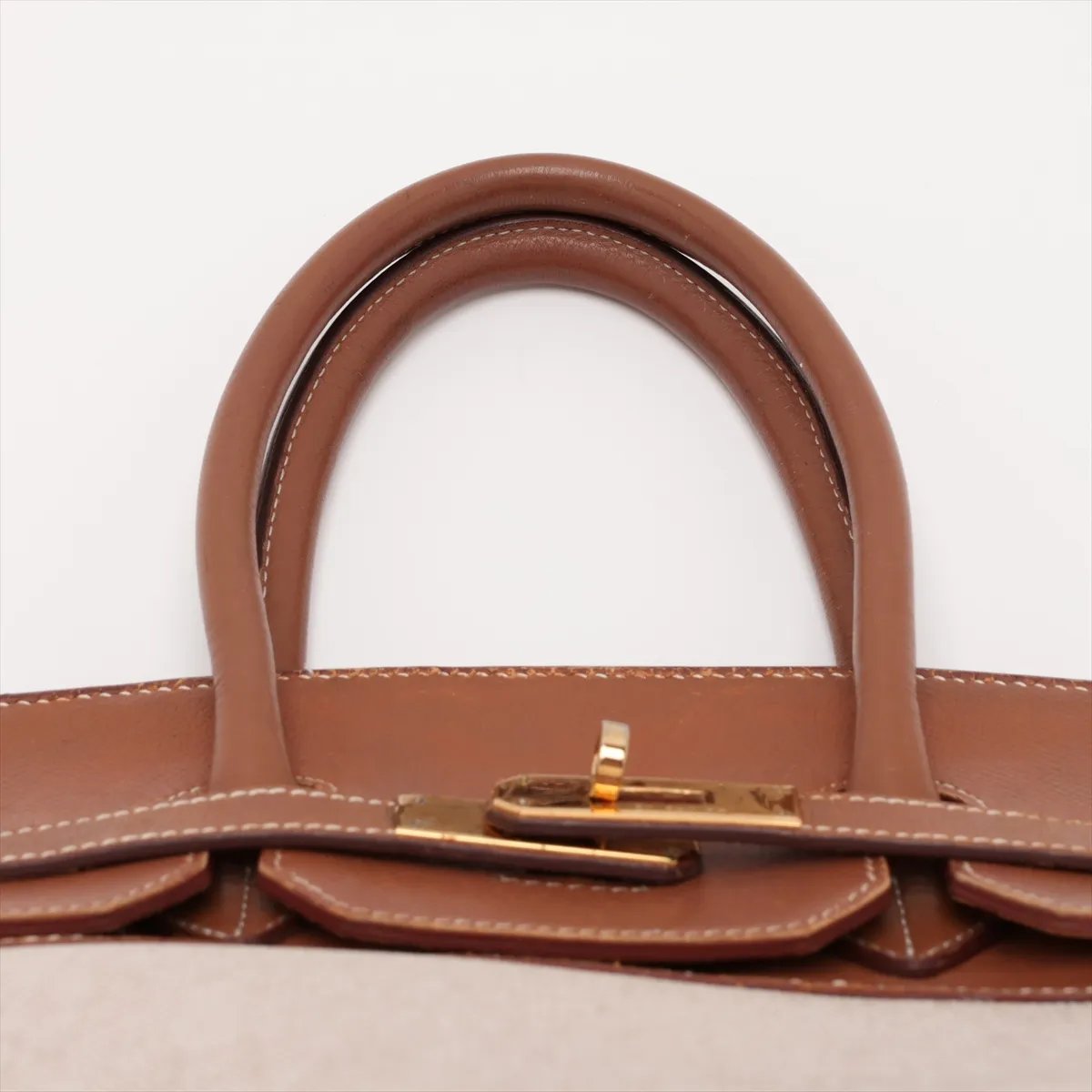[Individually packaged] Hermes Birkin 35 Letournée Toile H x Courchevel Beige x Gold hardware B: 1998 — view 6