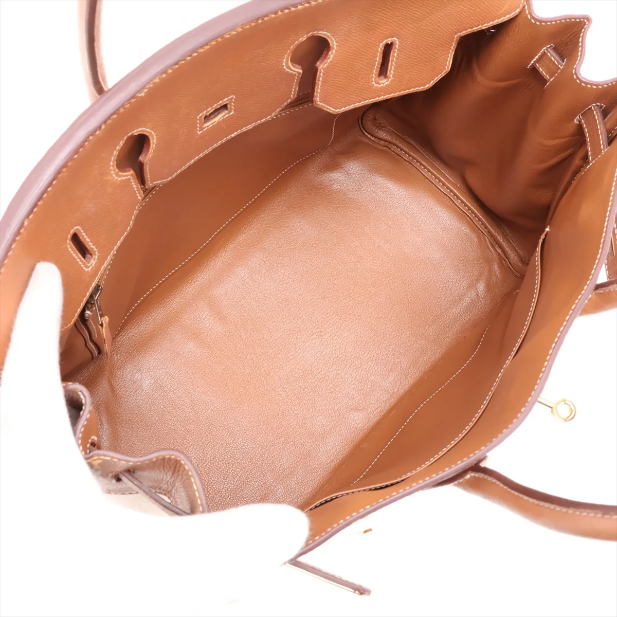 [Individually packaged] Hermes Birkin 35 Letournée Toile H x Courchevel Beige x Gold hardware B: 1998 — view 7