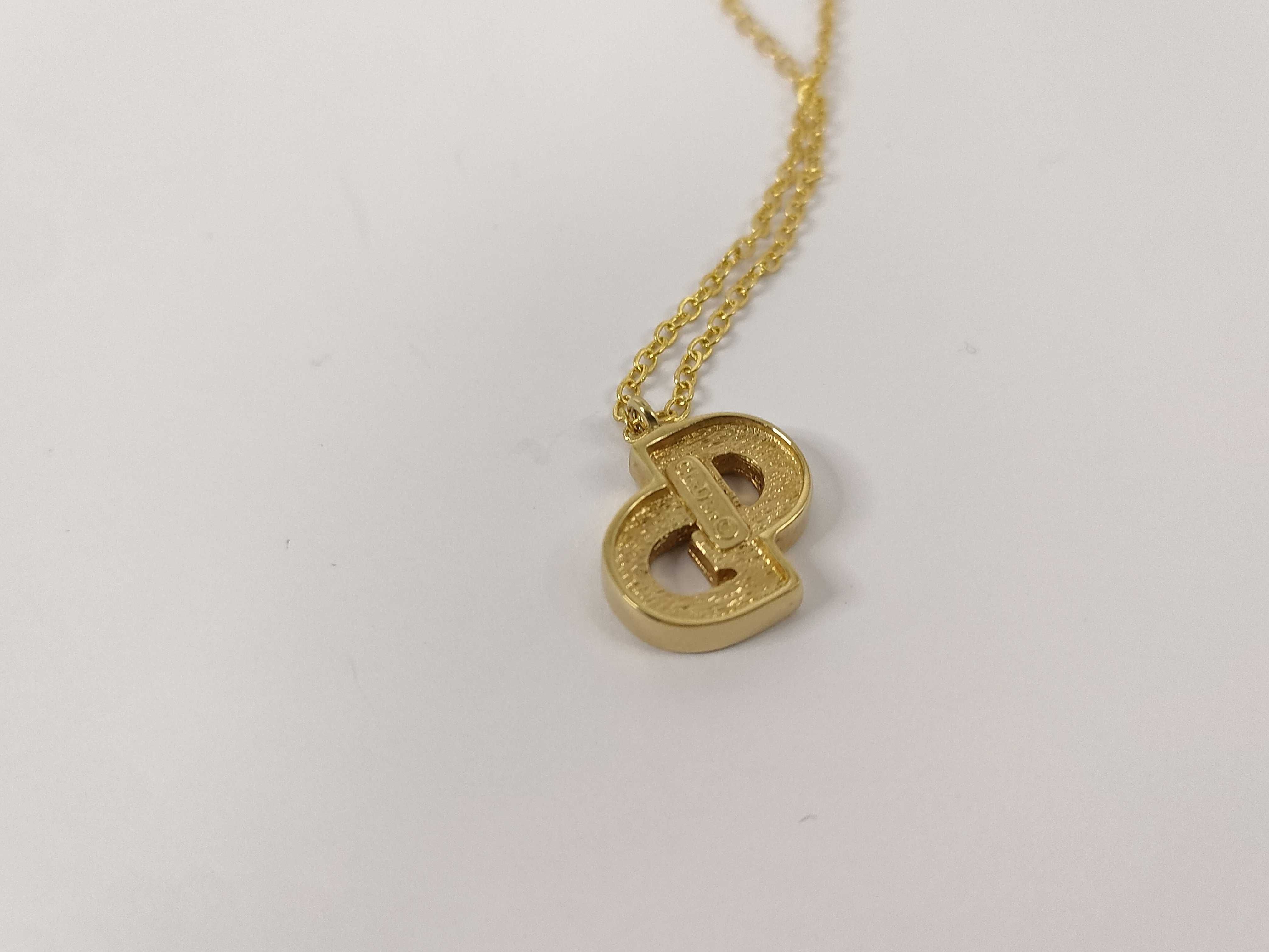 CD logo rhinestone necklace with aftermarket chain, gold color. — view 2
