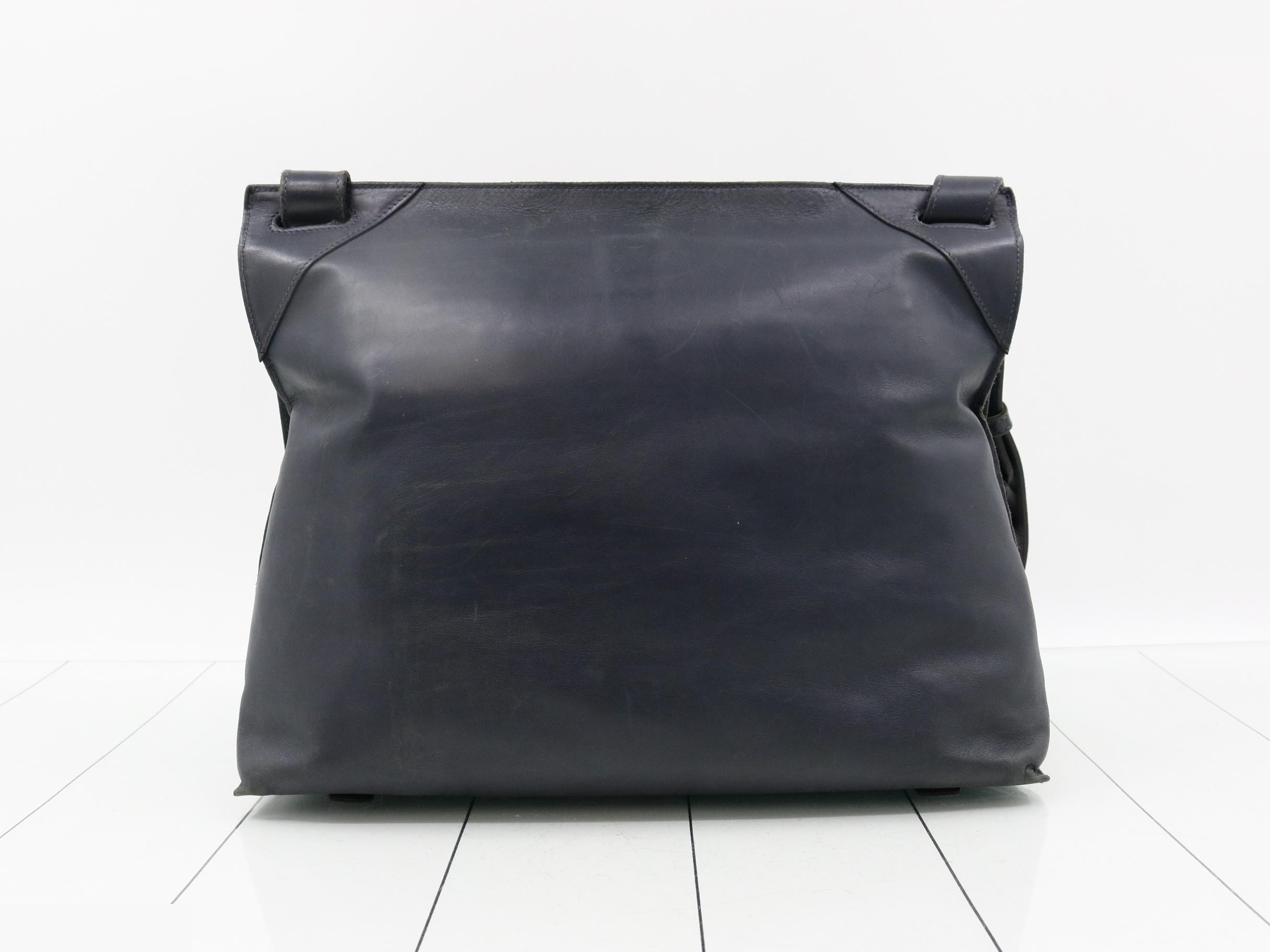 Intrecciato Leather Messenger Shoulder Bag, Navy — view 2