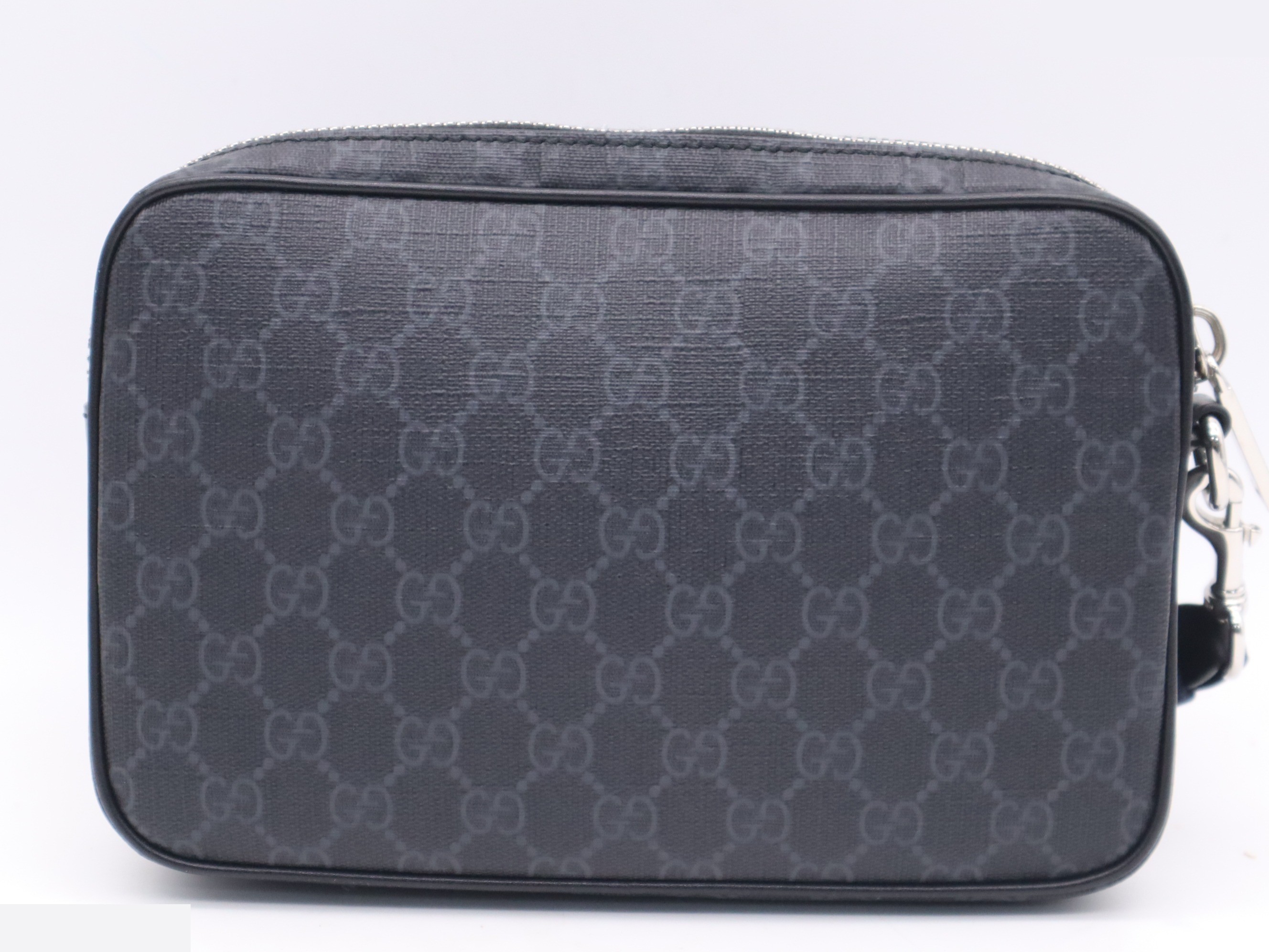 Clutch bag, black, silver hardware — view 2