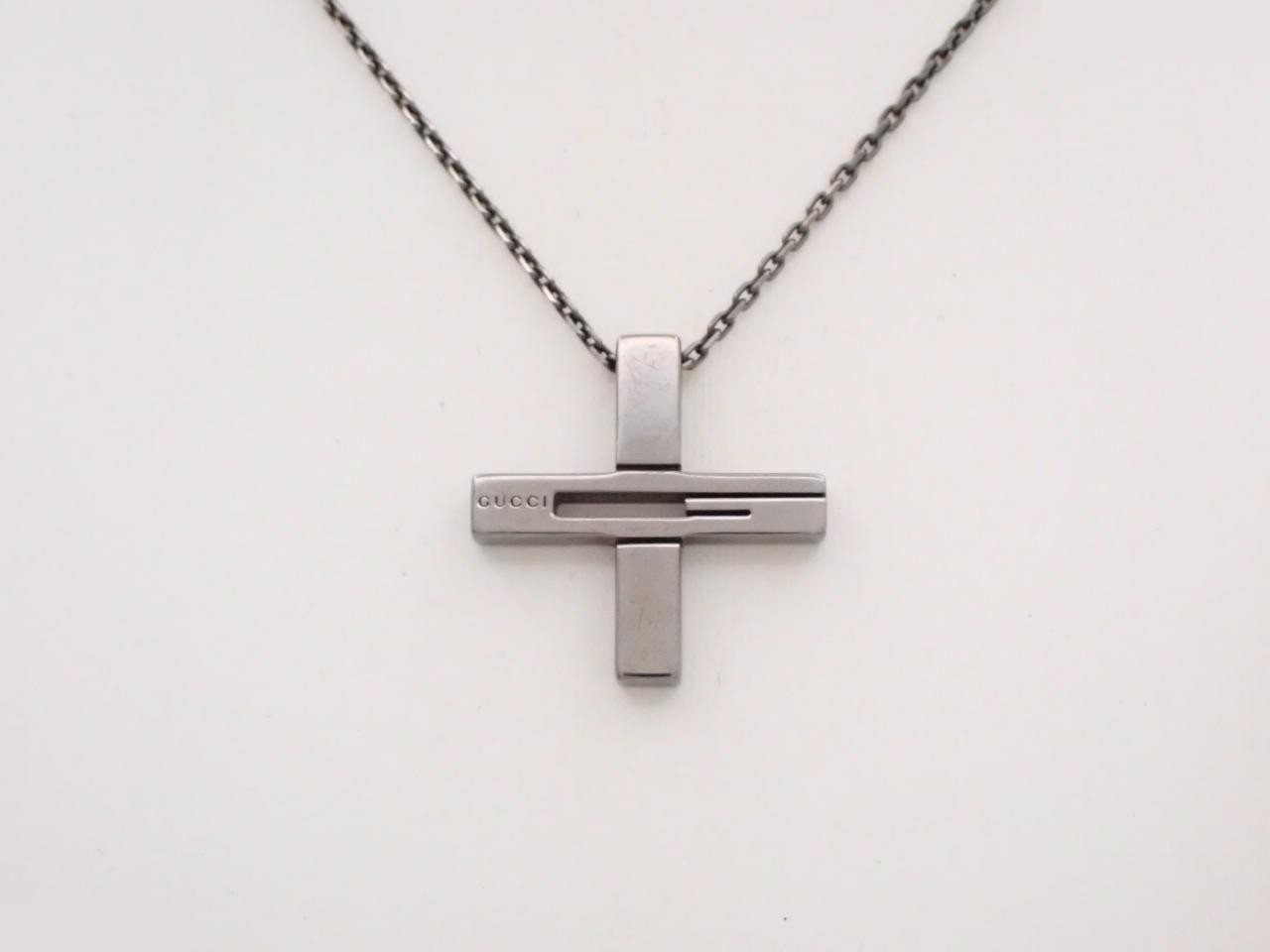 Cross necklace, black, 925 sterling silver, 11.0g, neck circumference approx. 60cm