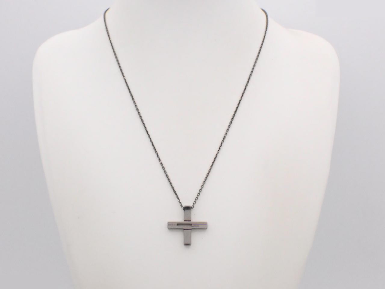Cross necklace, black, 925 sterling silver, 11.0g, neck circumference approx. 60cm — view 3
