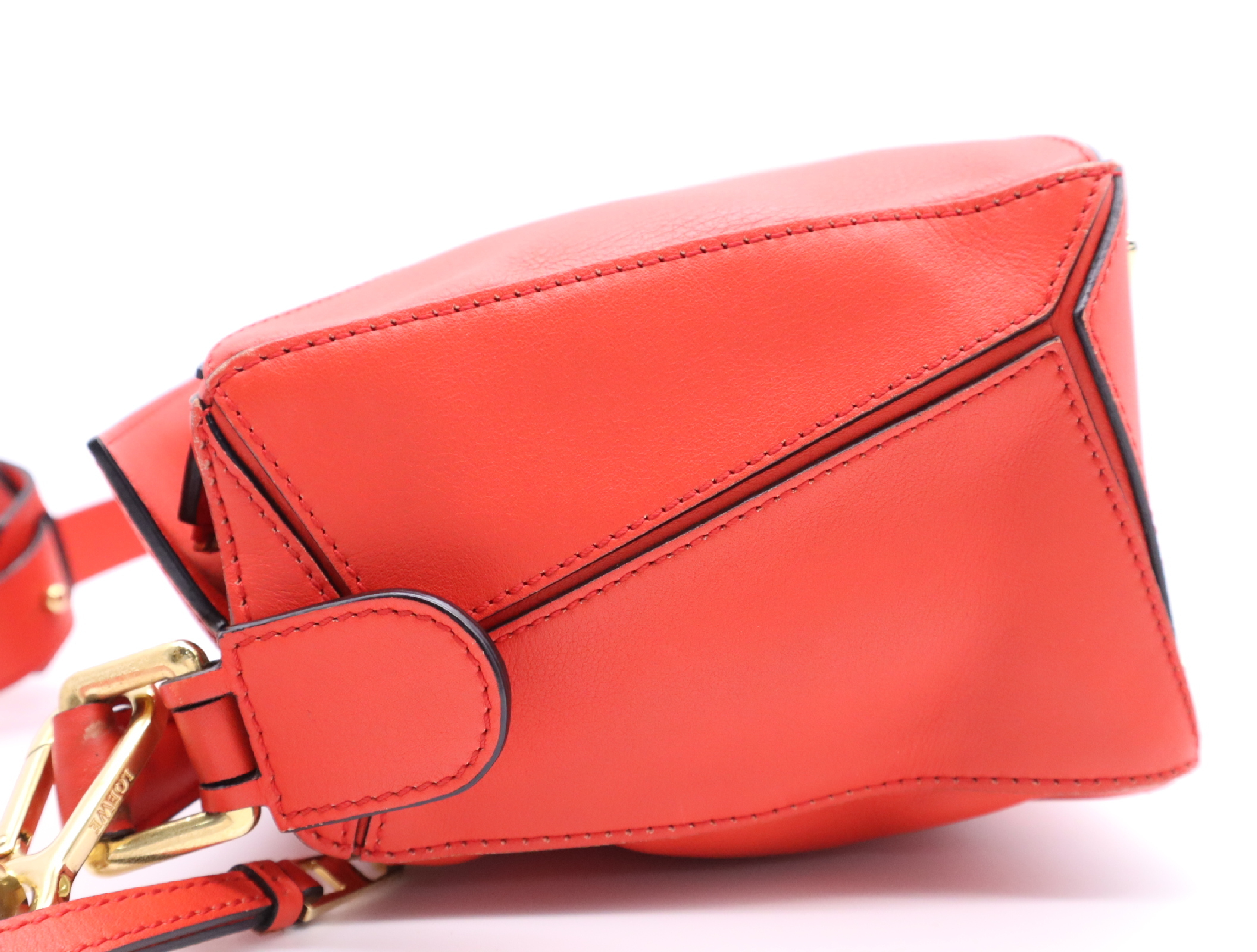 Leather Puzzle Bag Shoulder Bag Red with Shoulder Strap — view 3