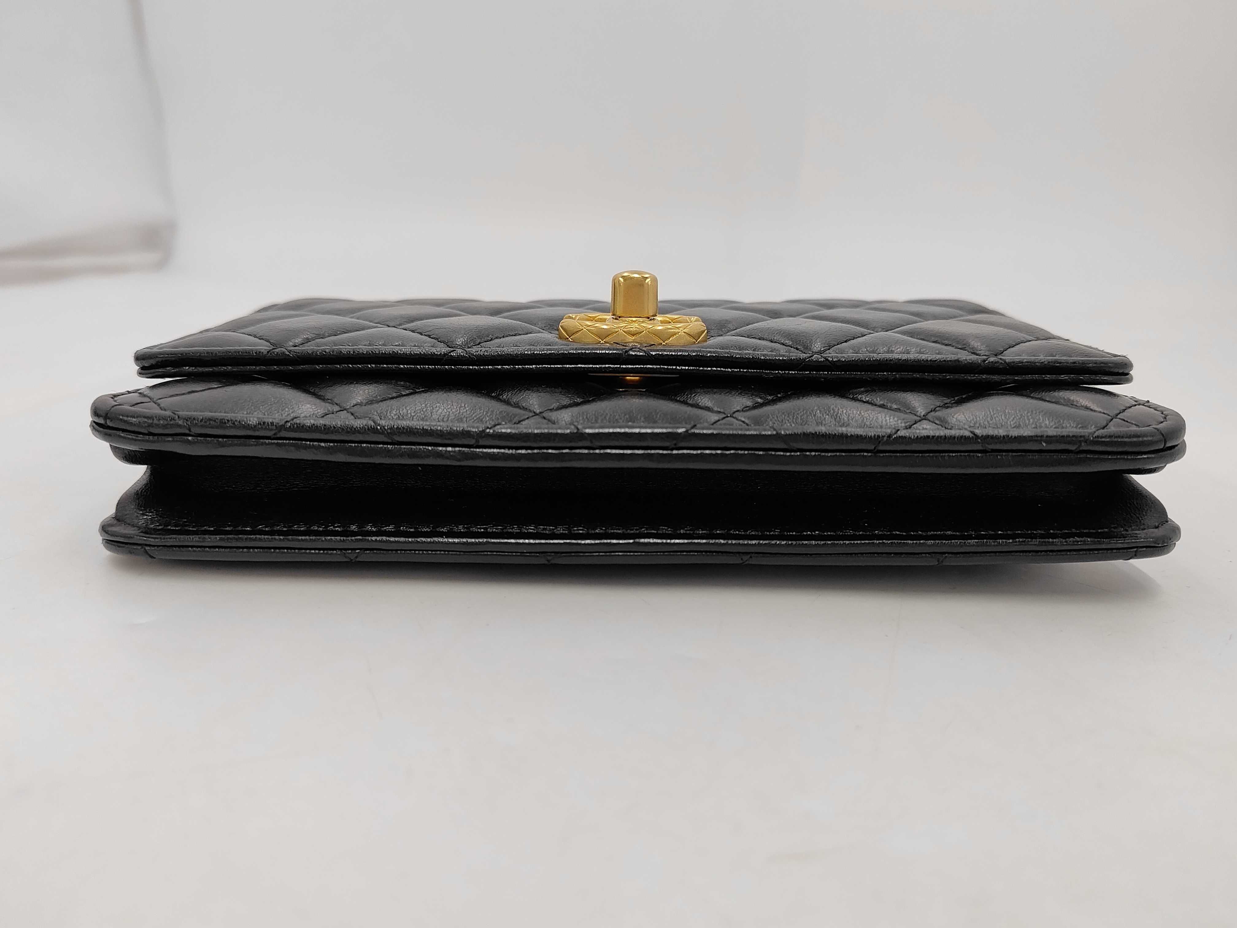 CHANEL19 Matelassé Chain Wallet Lambskin Black Gold Hardware Shoulder Bag — view 3