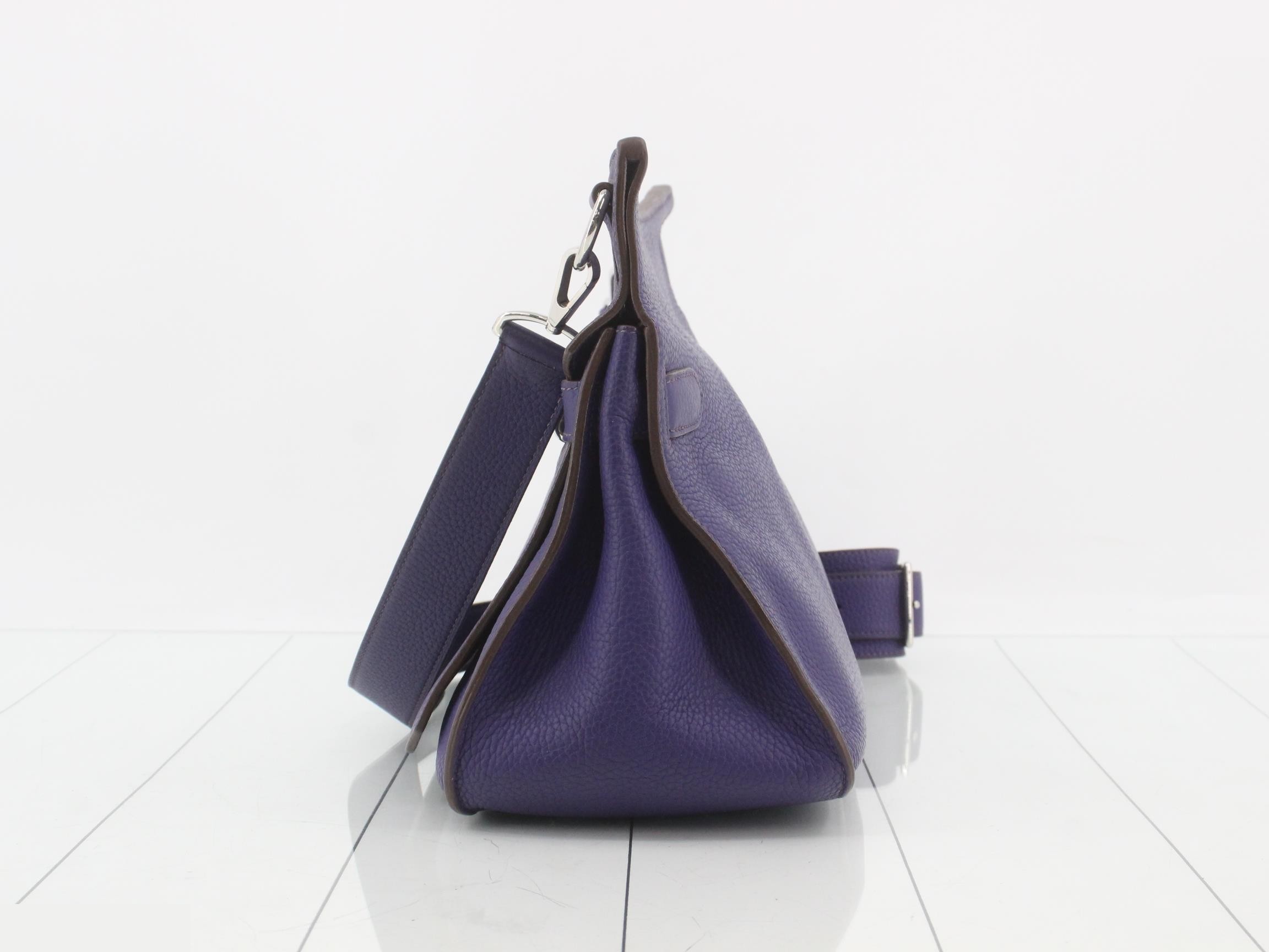 Jypsiere 34 Leather Shoulder Bag, N Stamp, Purple — view 3