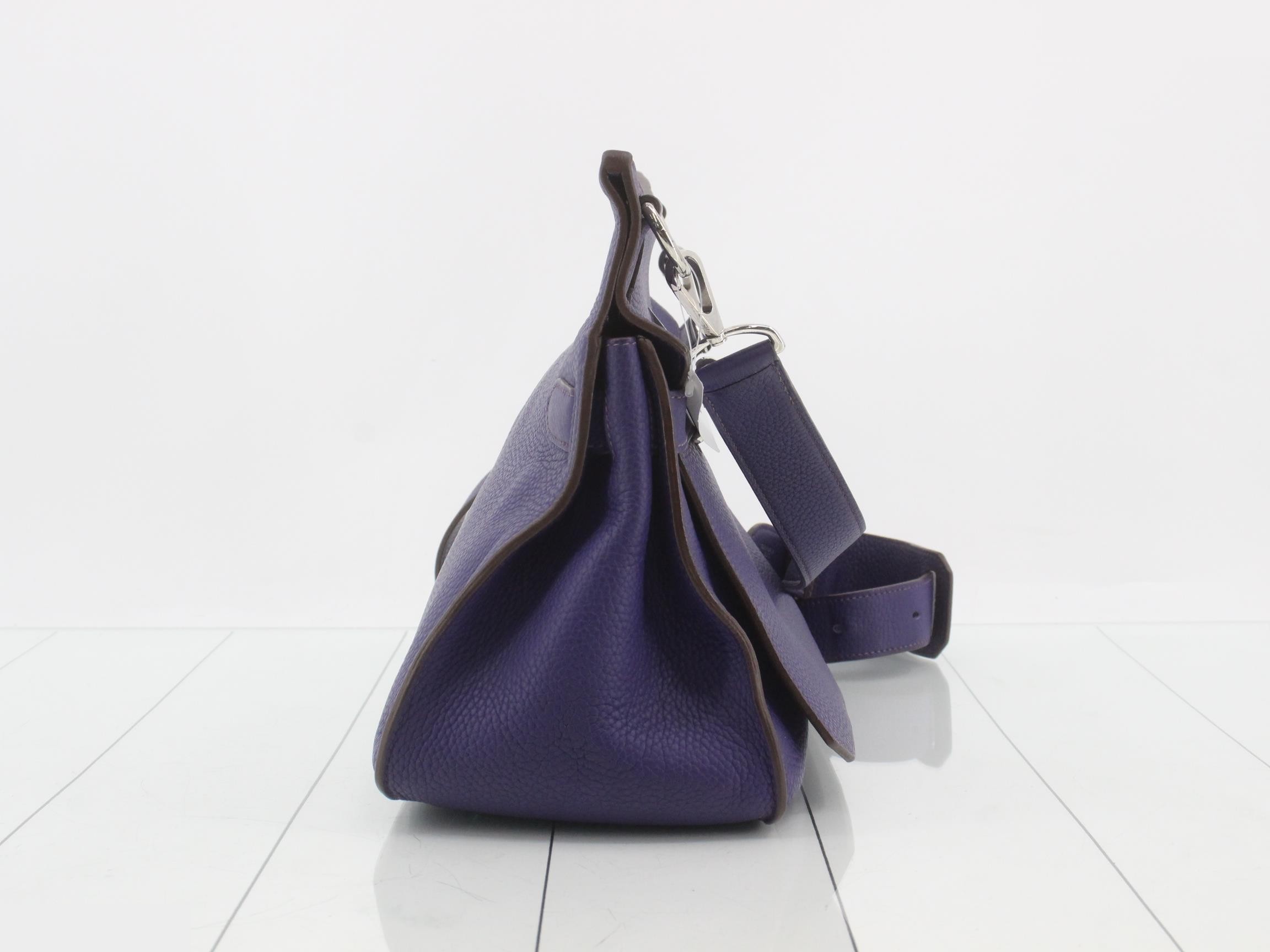 Jypsiere 34 Leather Shoulder Bag, N Stamp, Purple — view 4