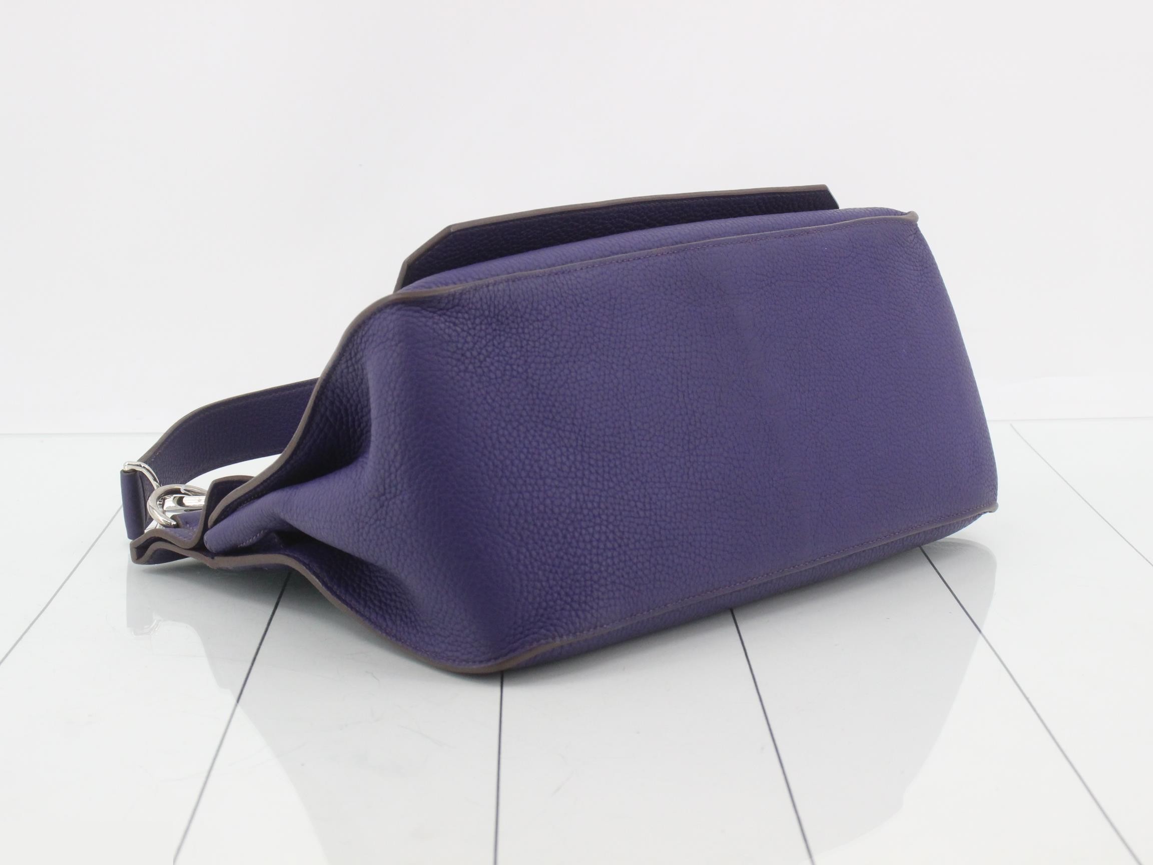 Jypsiere 34 Leather Shoulder Bag, N Stamp, Purple — view 5