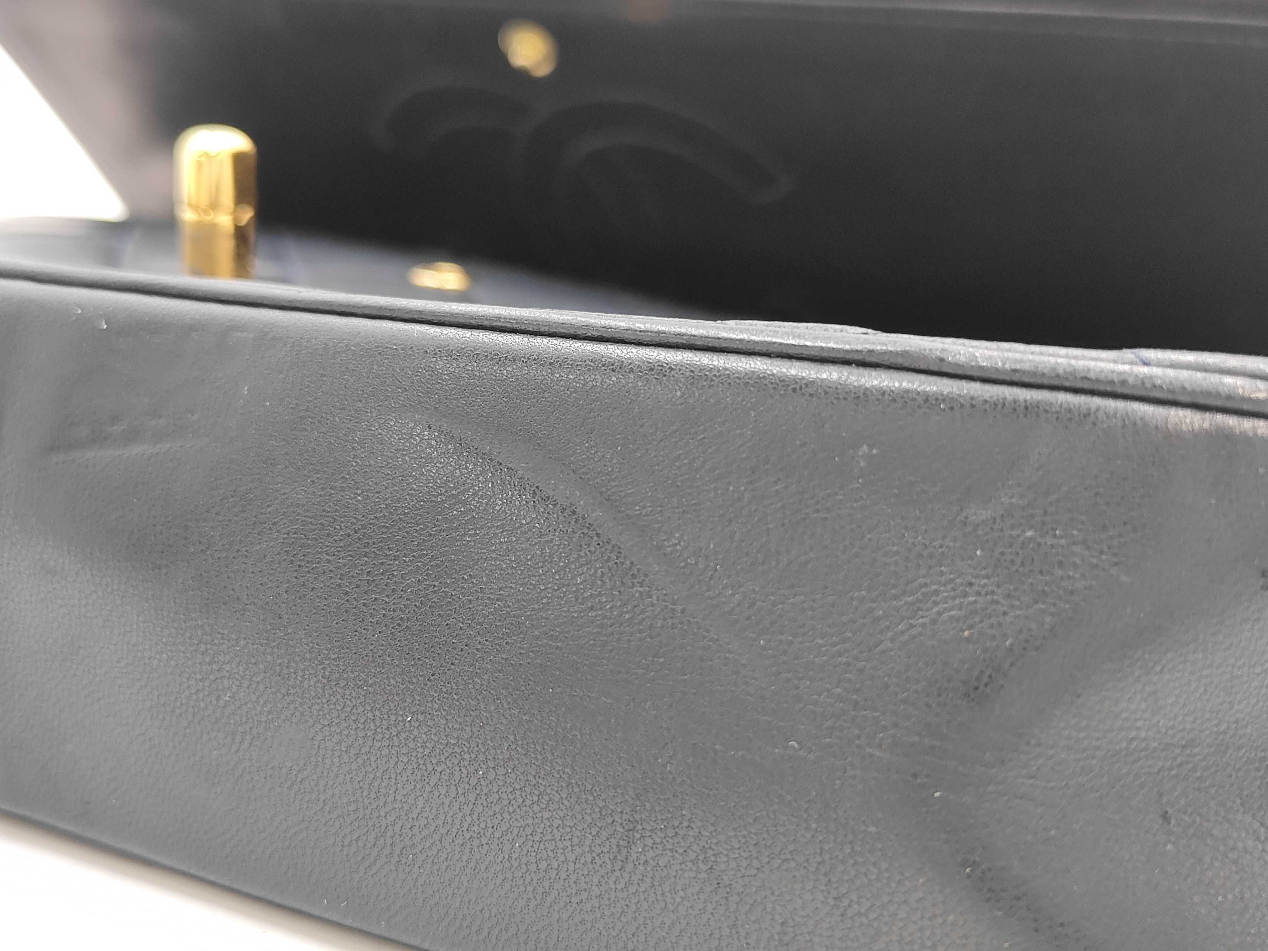 Matelassé 25 Lambskin Double Flap Double Chain Bag Navy 300212 (Serial Number 0-series) Shoulder Bag — view 13