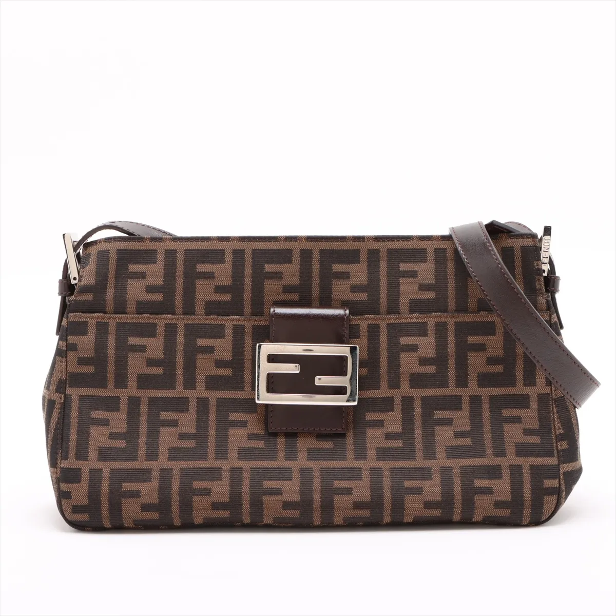 Zucca Canvas x Leather Shoulder Bag Brown