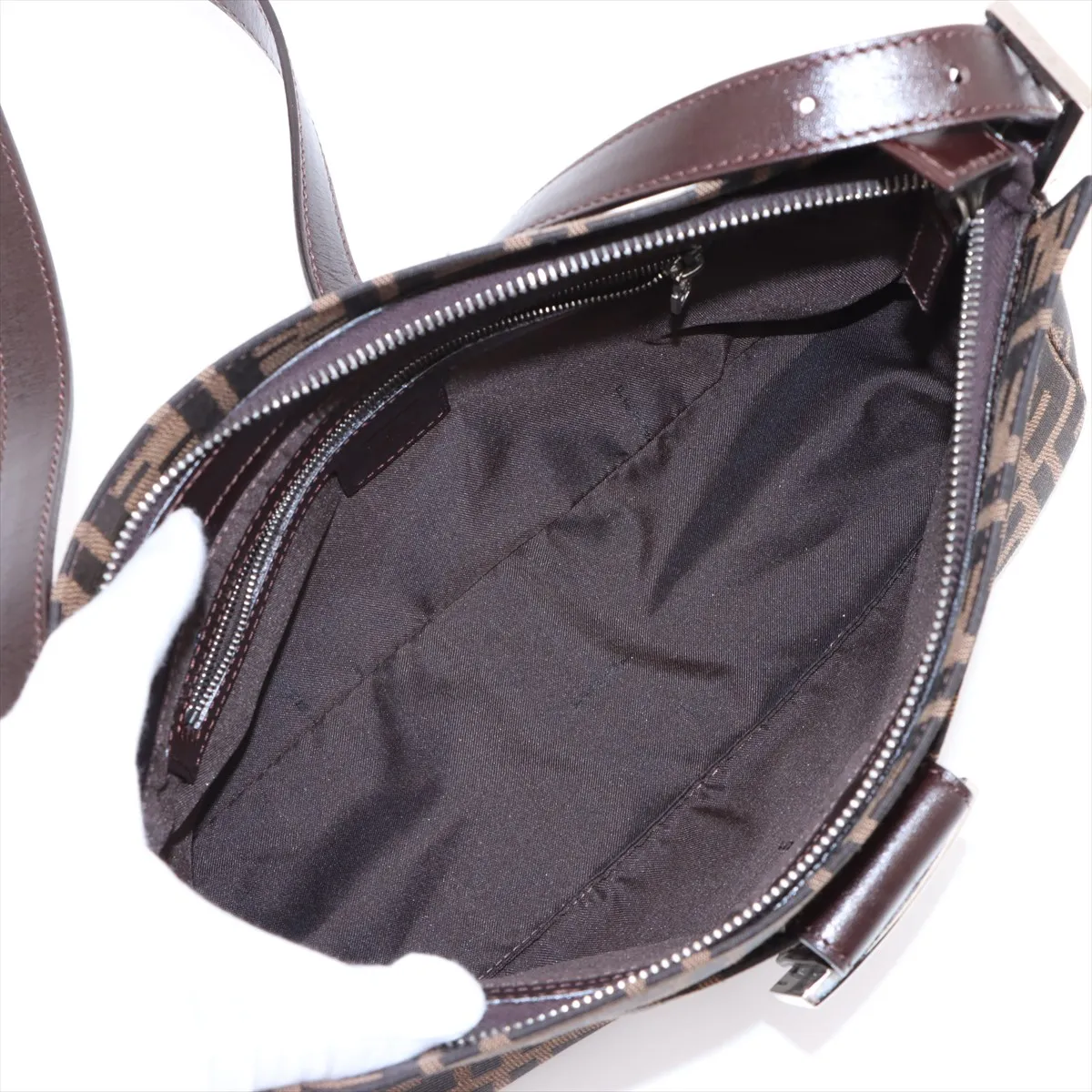 Zucca Canvas x Leather Shoulder Bag Brown — view 6
