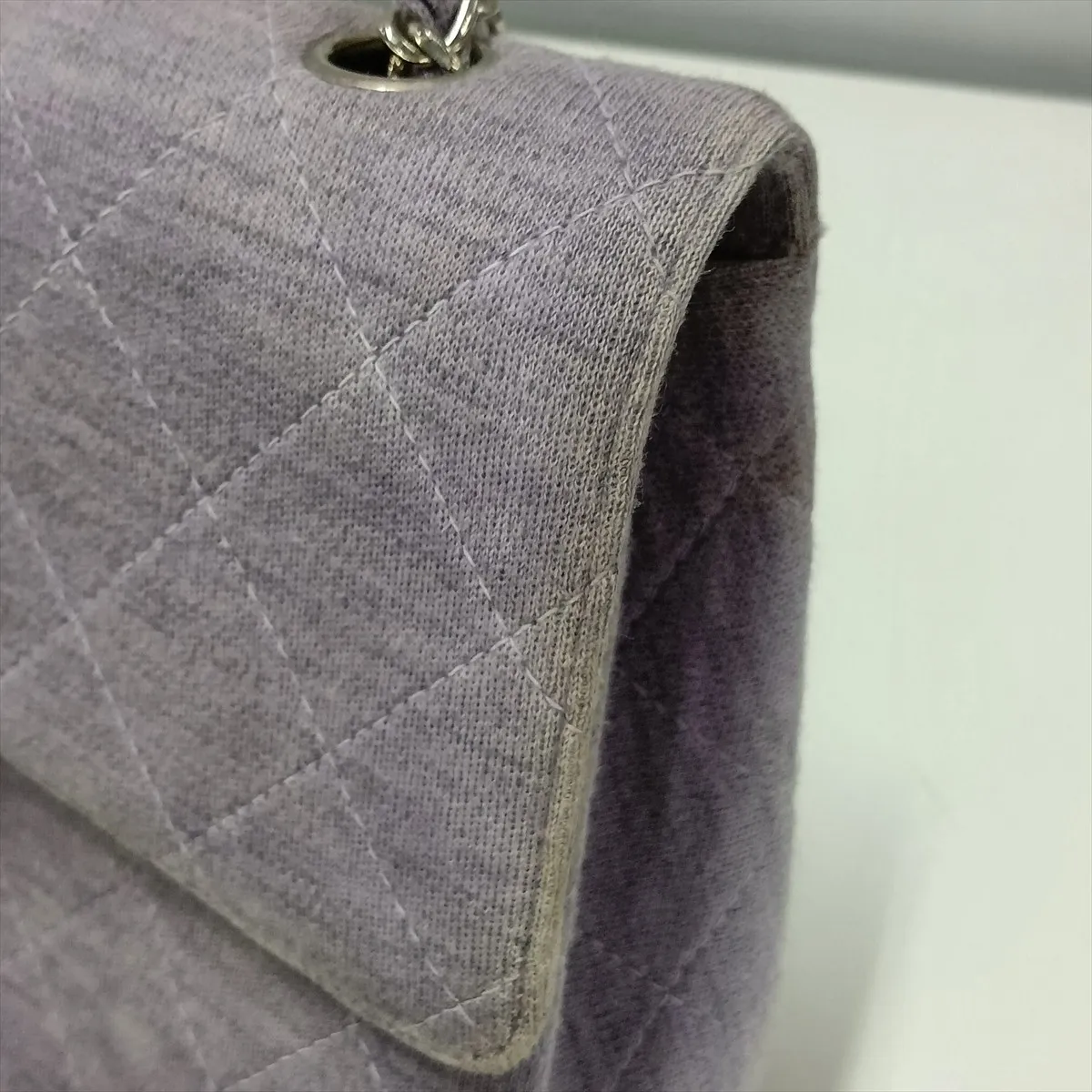 Matelassé Cotton Single Flap Single Chain Bag, Purple, Silver Hardware, 5900433 (Serial Number 5) — view 11