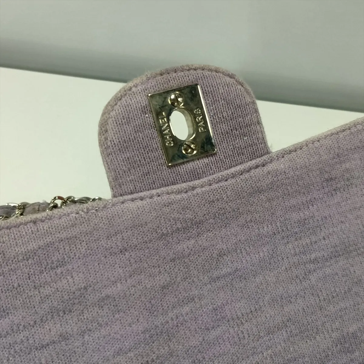 Matelassé Cotton Single Flap Single Chain Bag, Purple, Silver Hardware, 5900433 (Serial Number 5) — view 12
