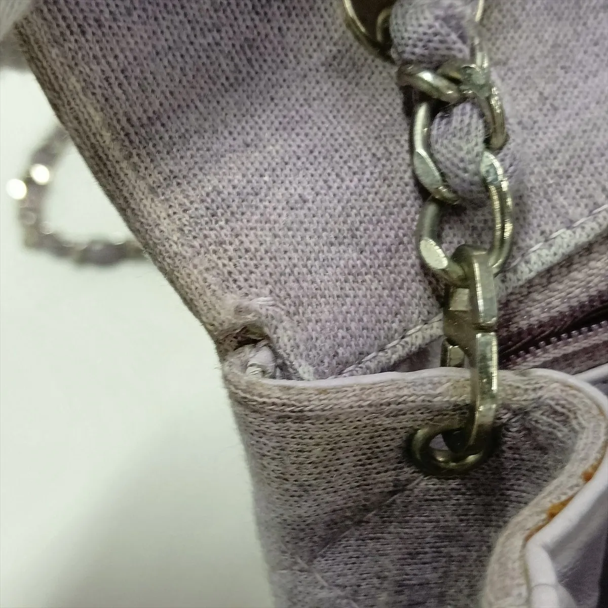 Matelassé Cotton Single Flap Single Chain Bag, Purple, Silver Hardware, 5900433 (Serial Number 5) — view 13