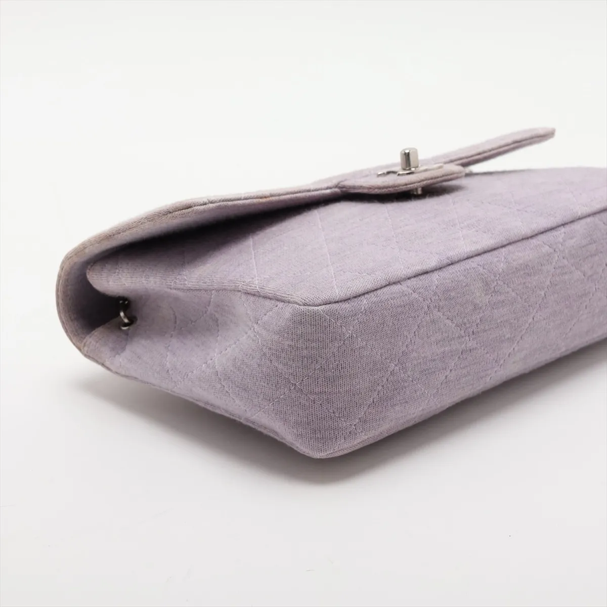 Matelassé Cotton Single Flap Single Chain Bag, Purple, Silver Hardware, 5900433 (Serial Number 5) — view 4