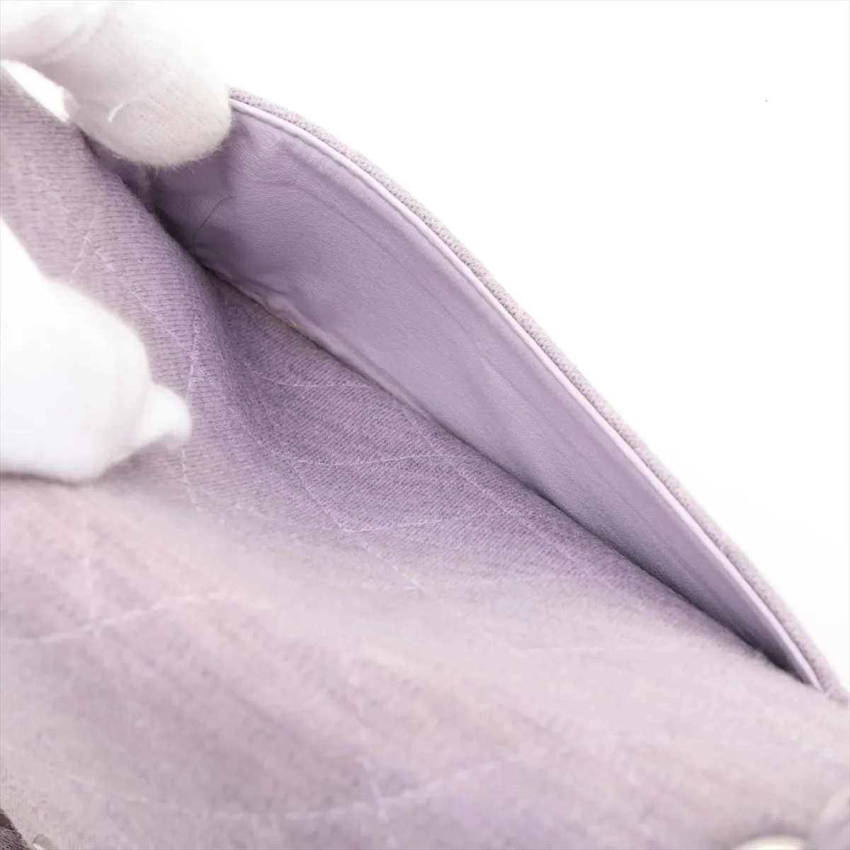 Matelassé Cotton Single Flap Single Chain Bag, Purple, Silver Hardware, 5900433 (Serial Number 5) — view 9