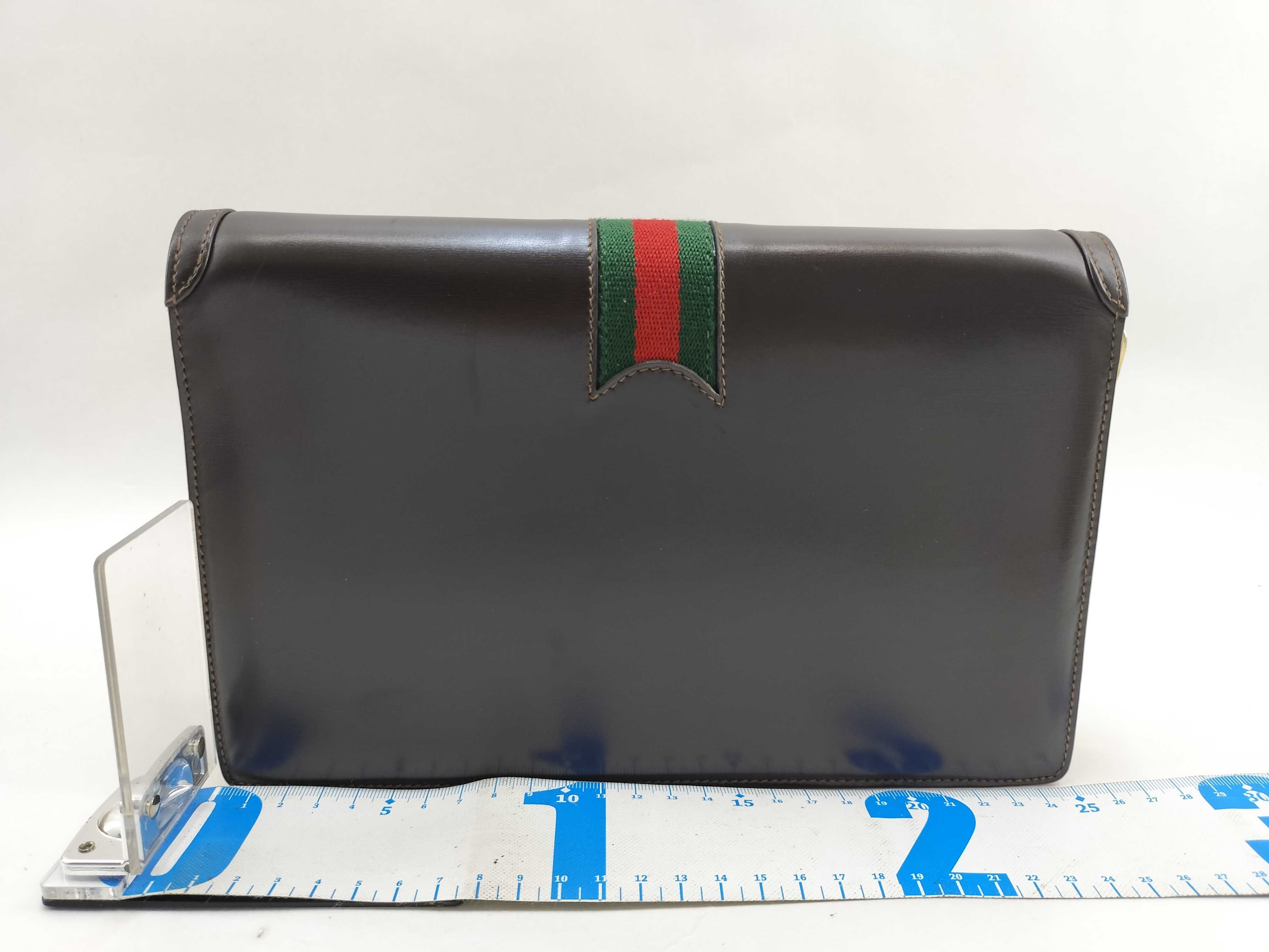 Old Gucci Vintage Leather Chain Shoulder Bag Clutch Bag — view 2