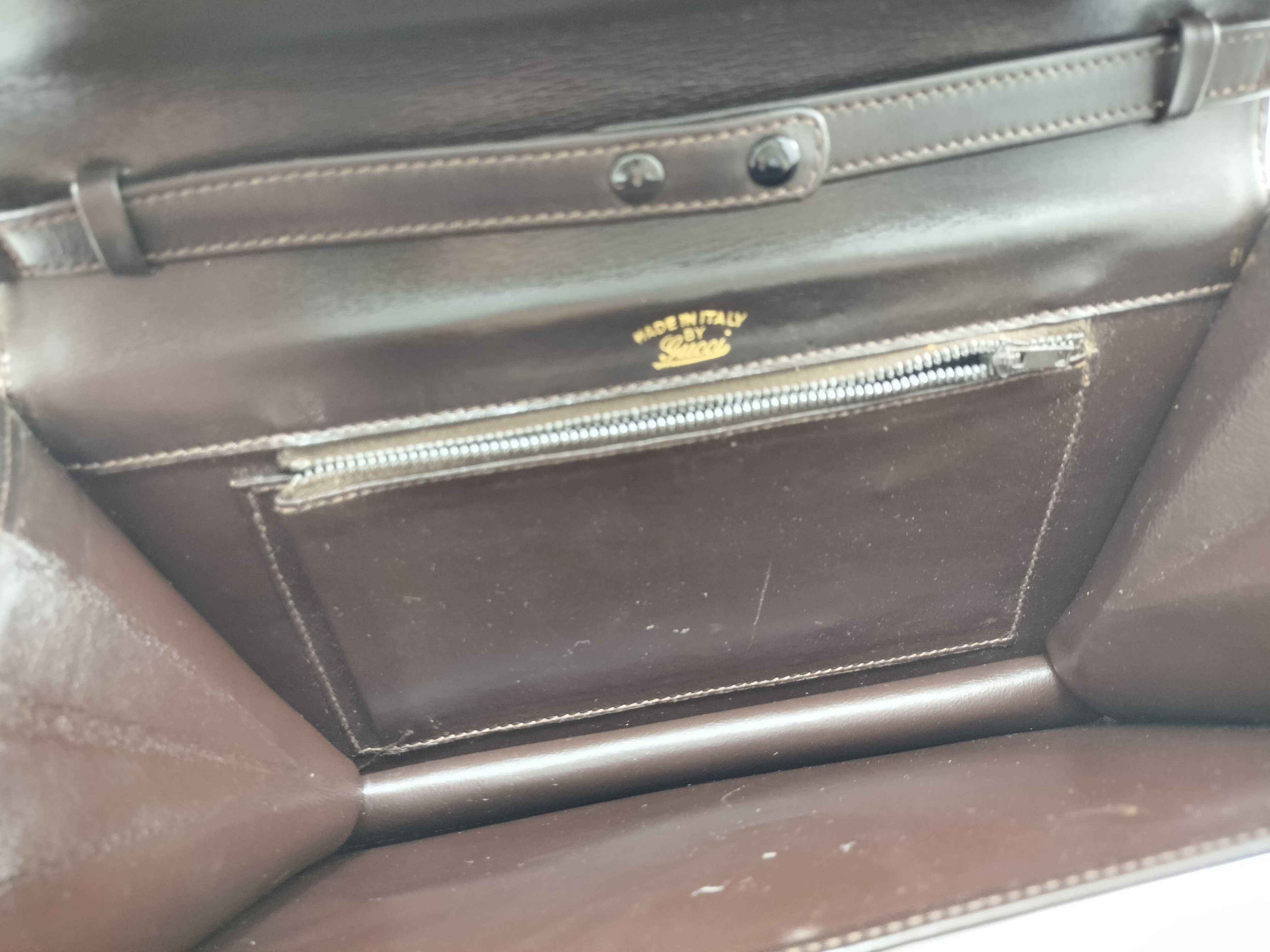 Old Gucci Vintage Leather Chain Shoulder Bag Clutch Bag — view 11