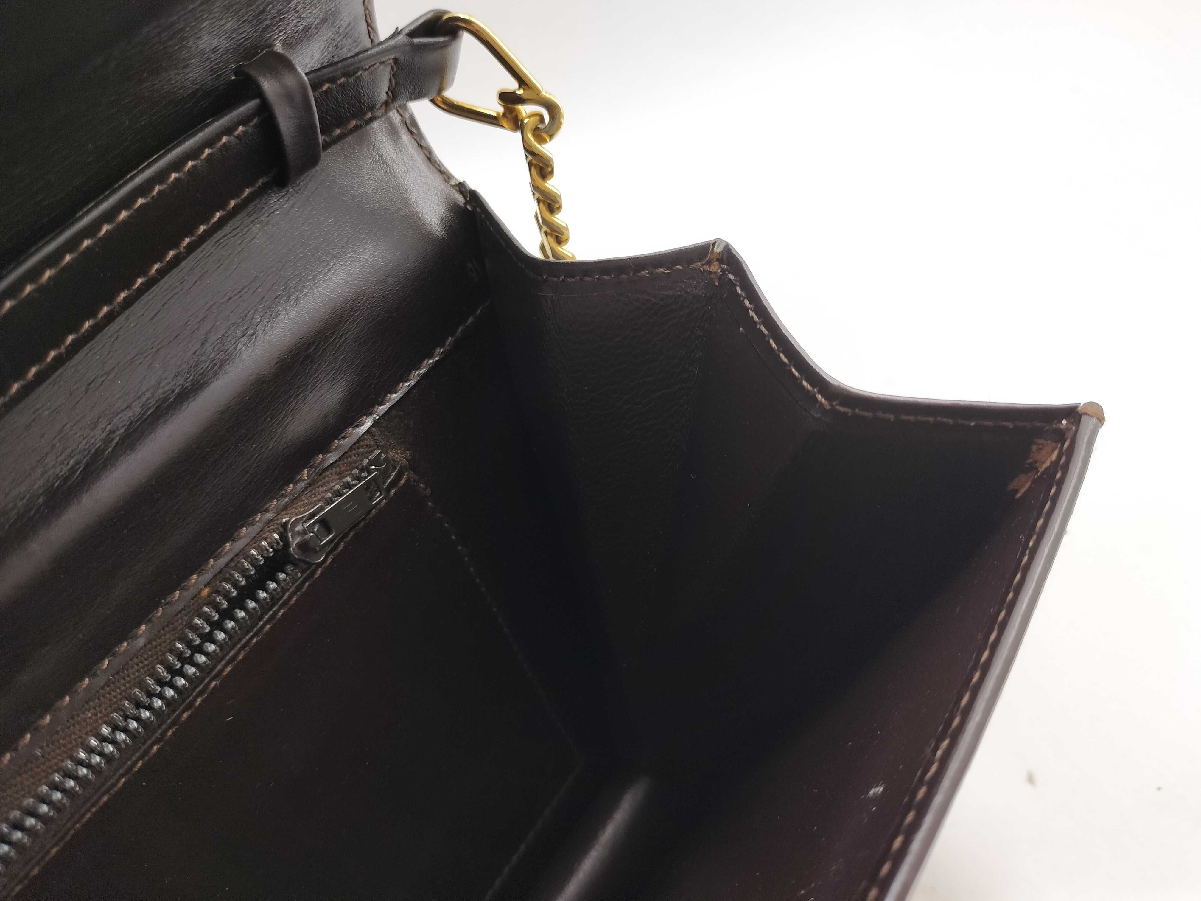Old Gucci Vintage Leather Chain Shoulder Bag Clutch Bag — view 12