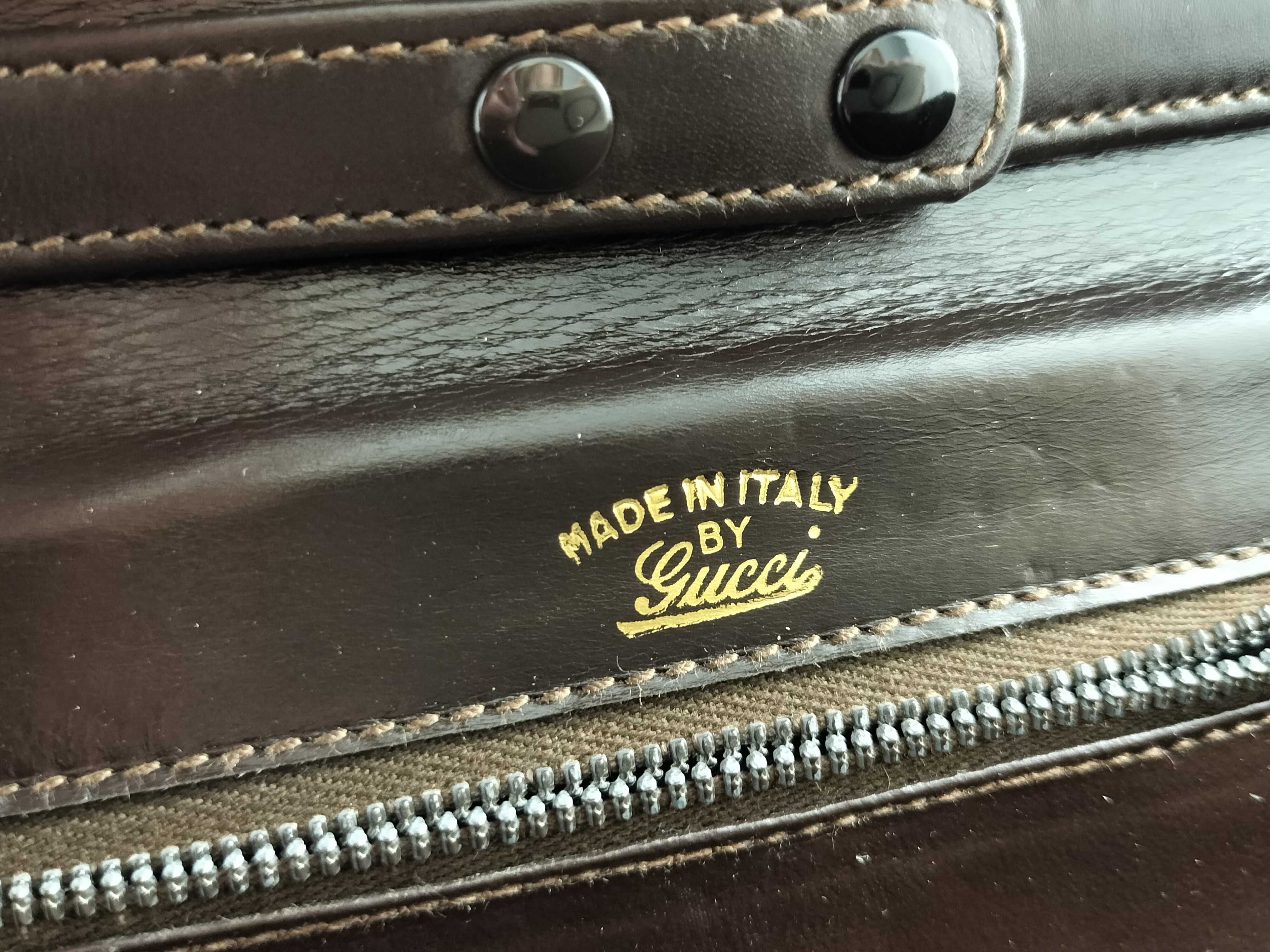 Old Gucci Vintage Leather Chain Shoulder Bag Clutch Bag — view 13