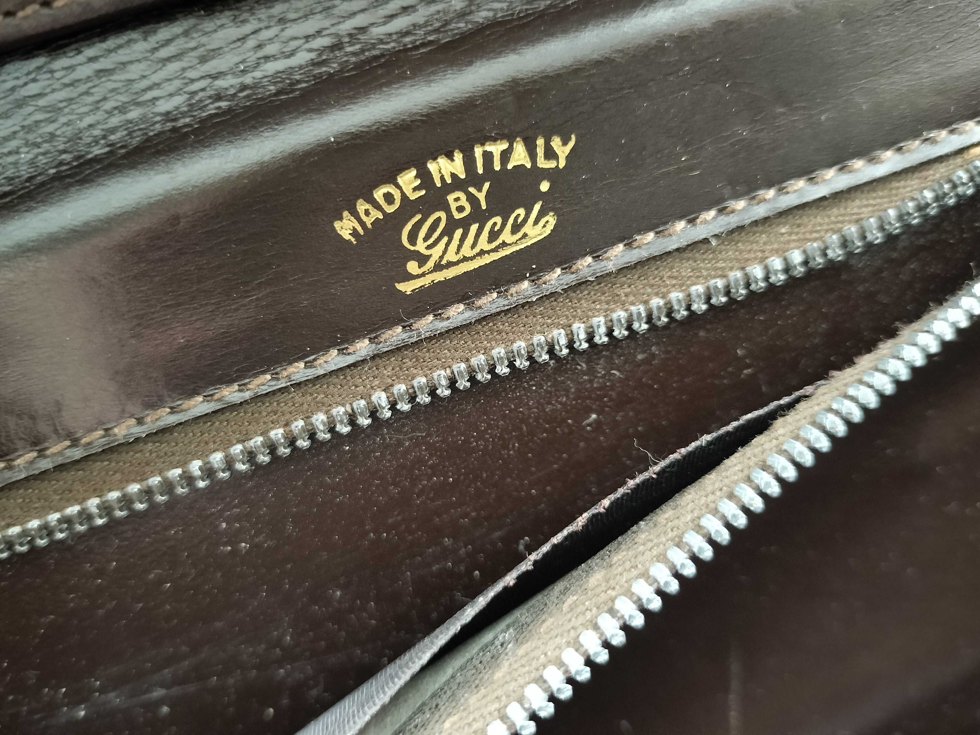 Old Gucci Vintage Leather Chain Shoulder Bag Clutch Bag — view 14