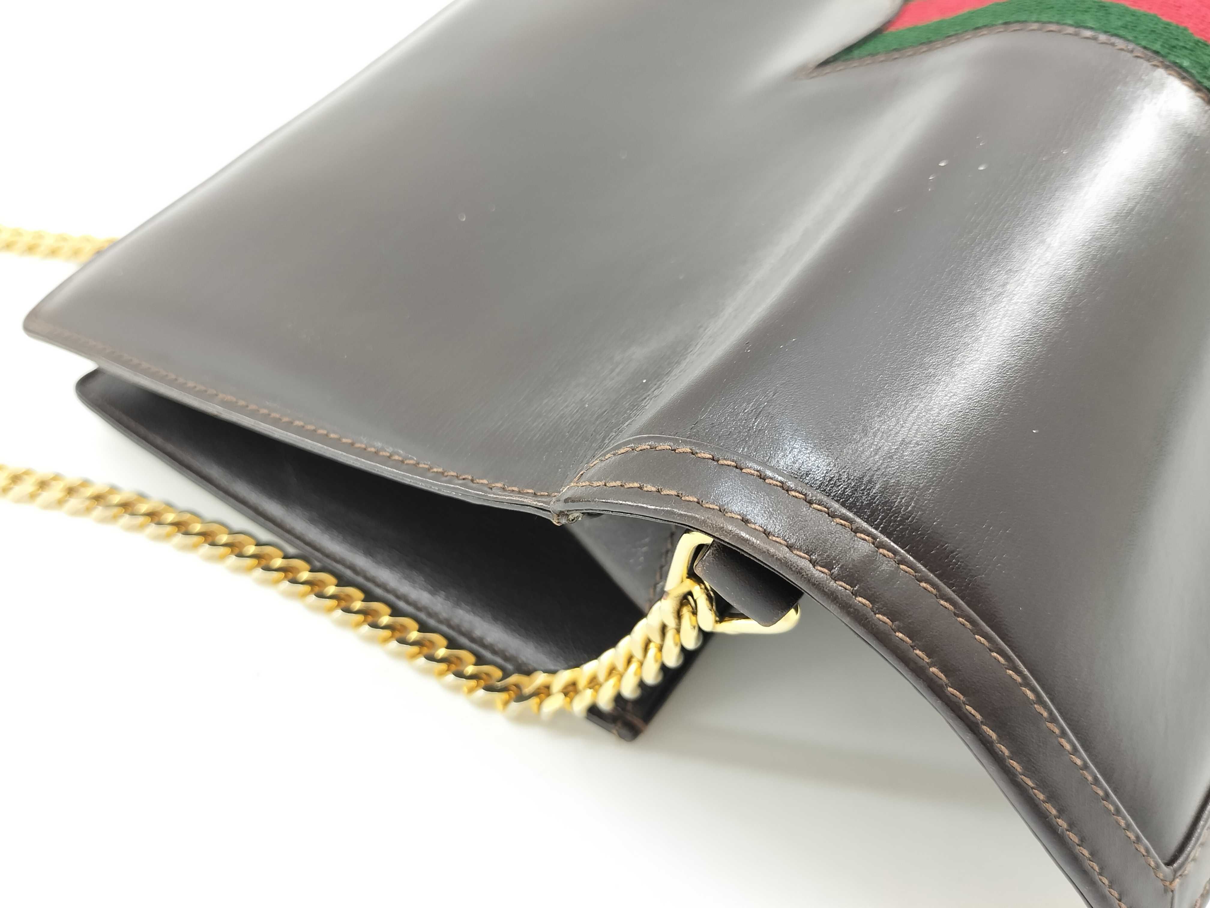 Old Gucci Vintage Leather Chain Shoulder Bag Clutch Bag — view 15