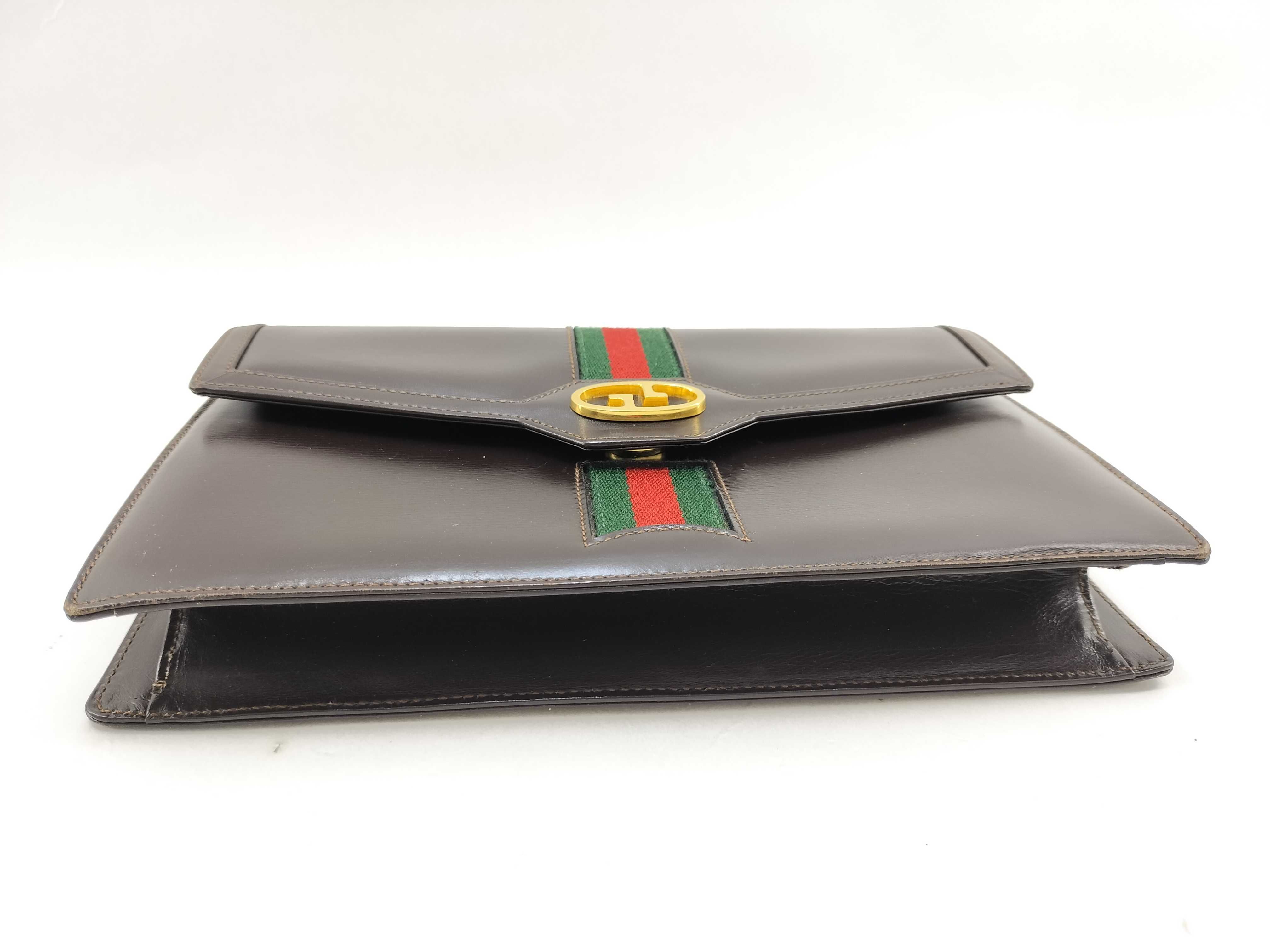 Old Gucci Vintage Leather Chain Shoulder Bag Clutch Bag — view 3