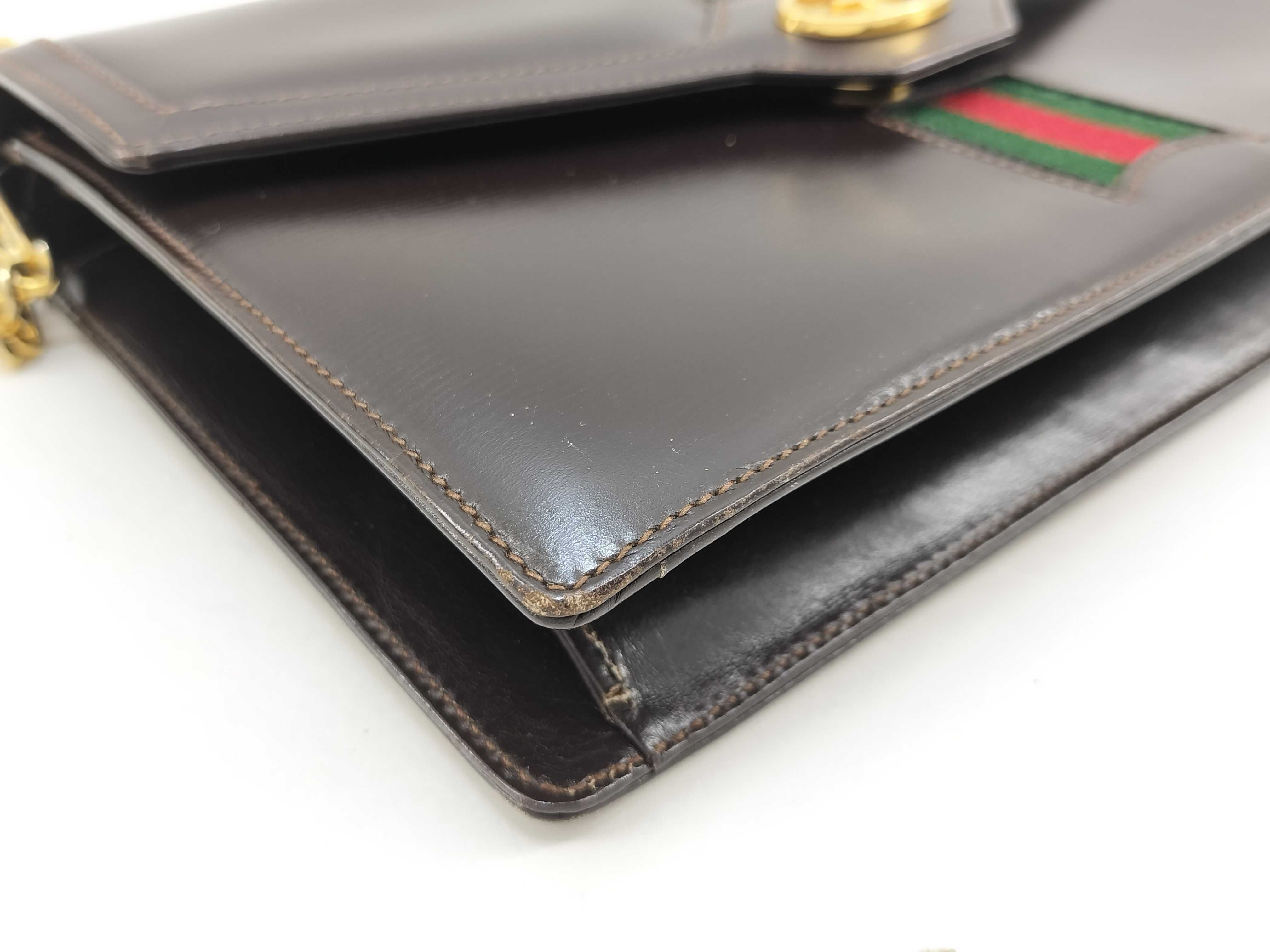 Old Gucci Vintage Leather Chain Shoulder Bag Clutch Bag — view 4