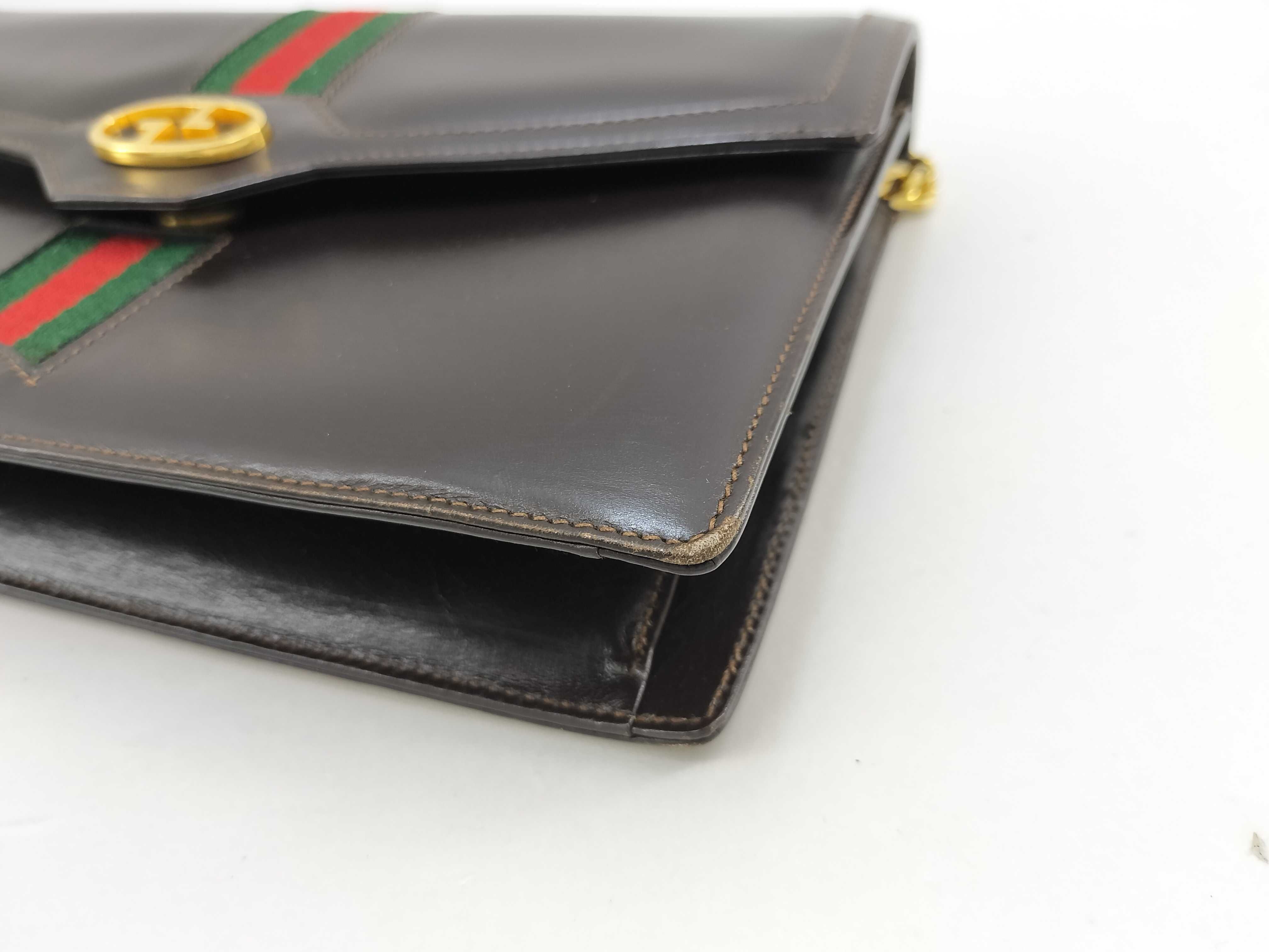 Old Gucci Vintage Leather Chain Shoulder Bag Clutch Bag — view 5