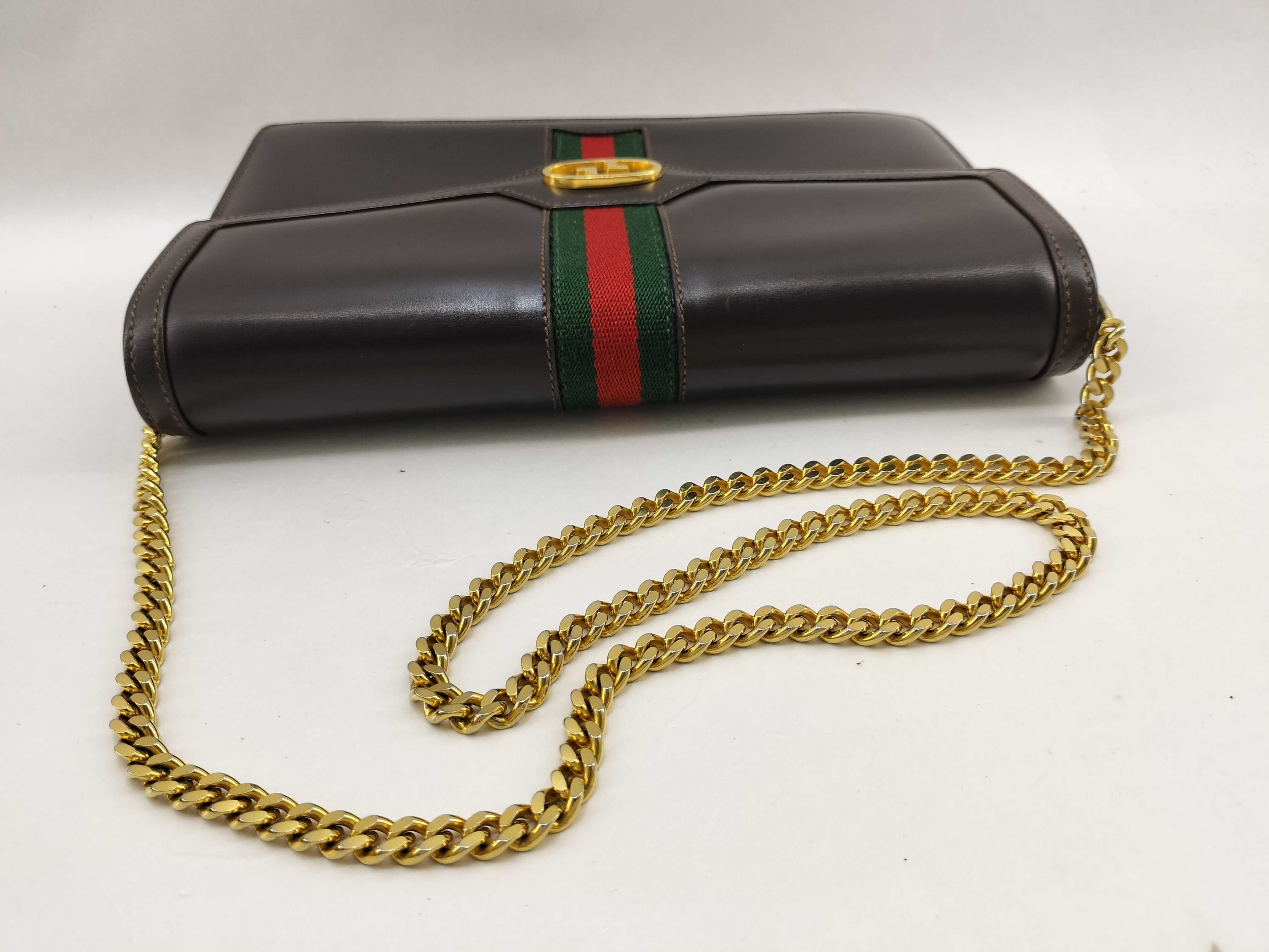 Old Gucci Vintage Leather Chain Shoulder Bag Clutch Bag — view 6