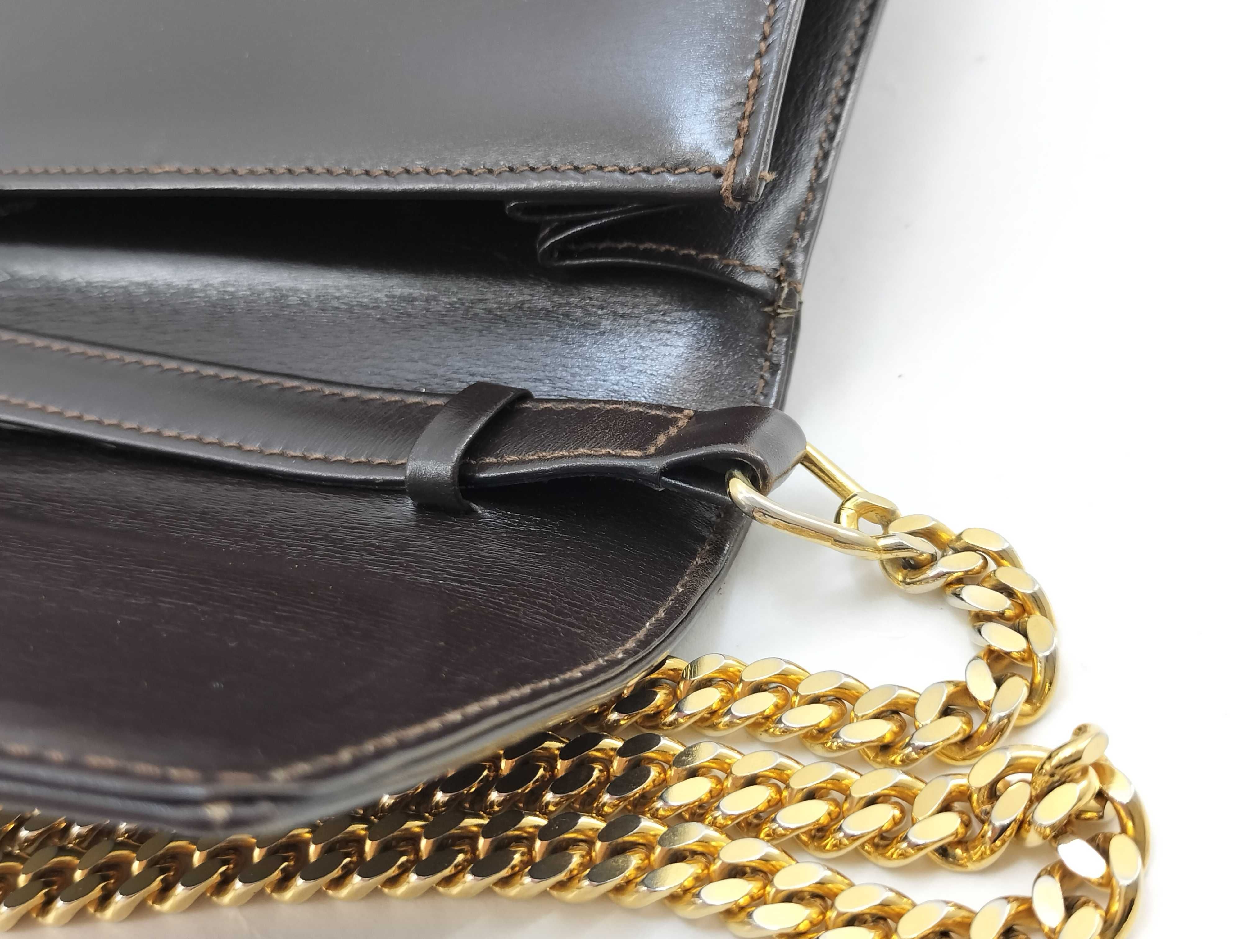 Old Gucci Vintage Leather Chain Shoulder Bag Clutch Bag — view 9