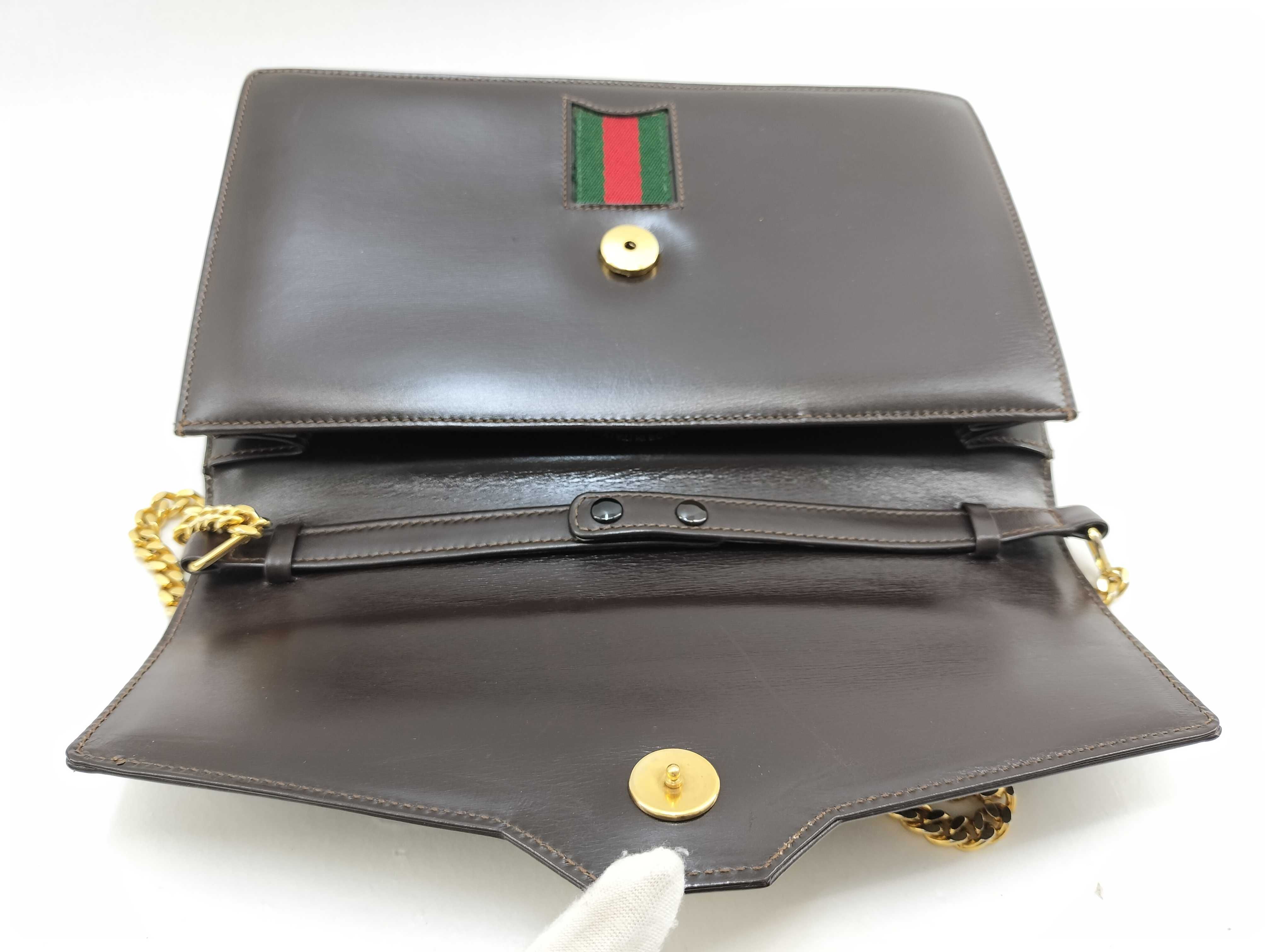 Old Gucci Vintage Leather Chain Shoulder Bag Clutch Bag — view 10