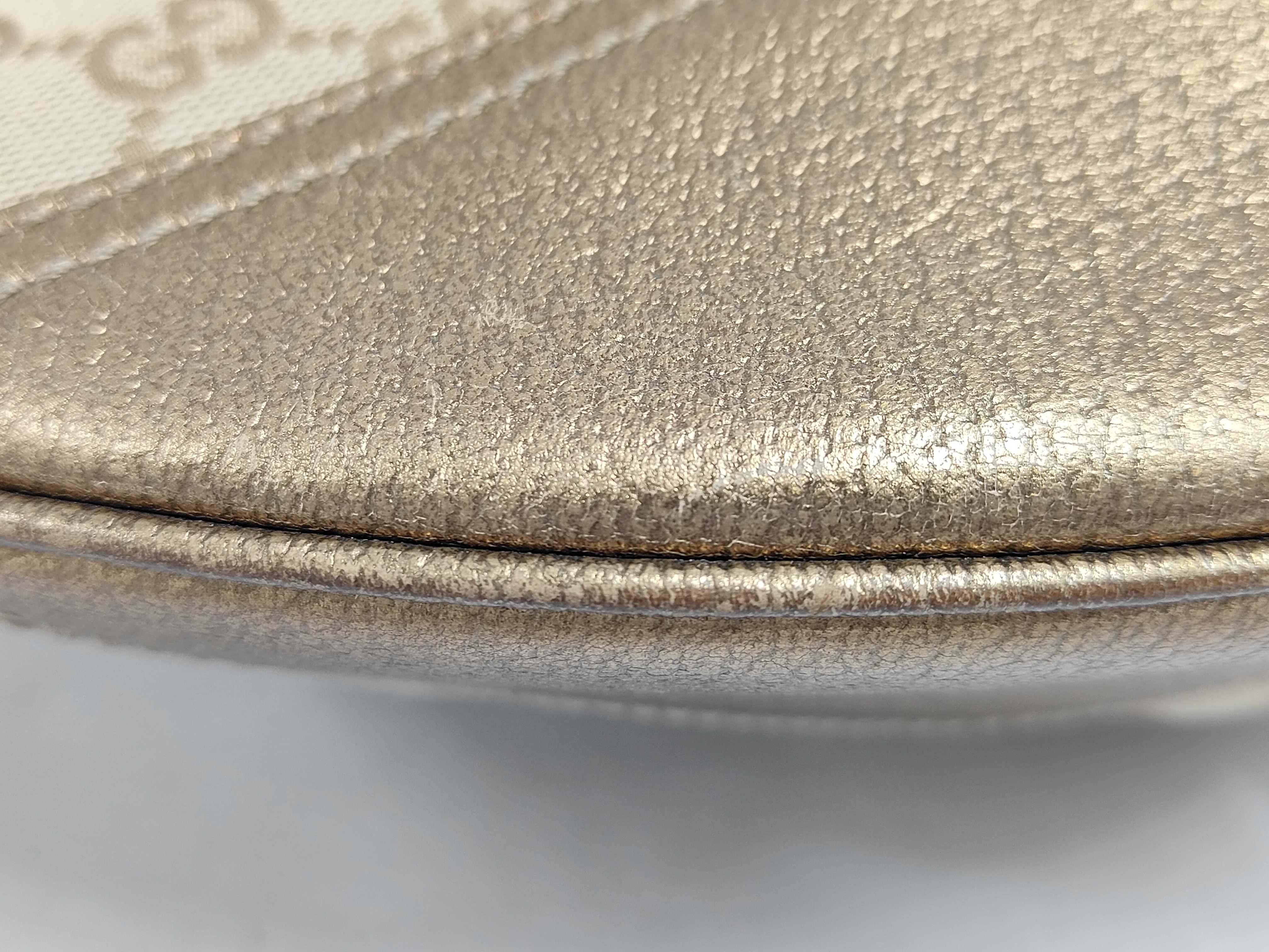 Gold Canvas GG Monogram Half-Moon Shoulder Bag — view 3