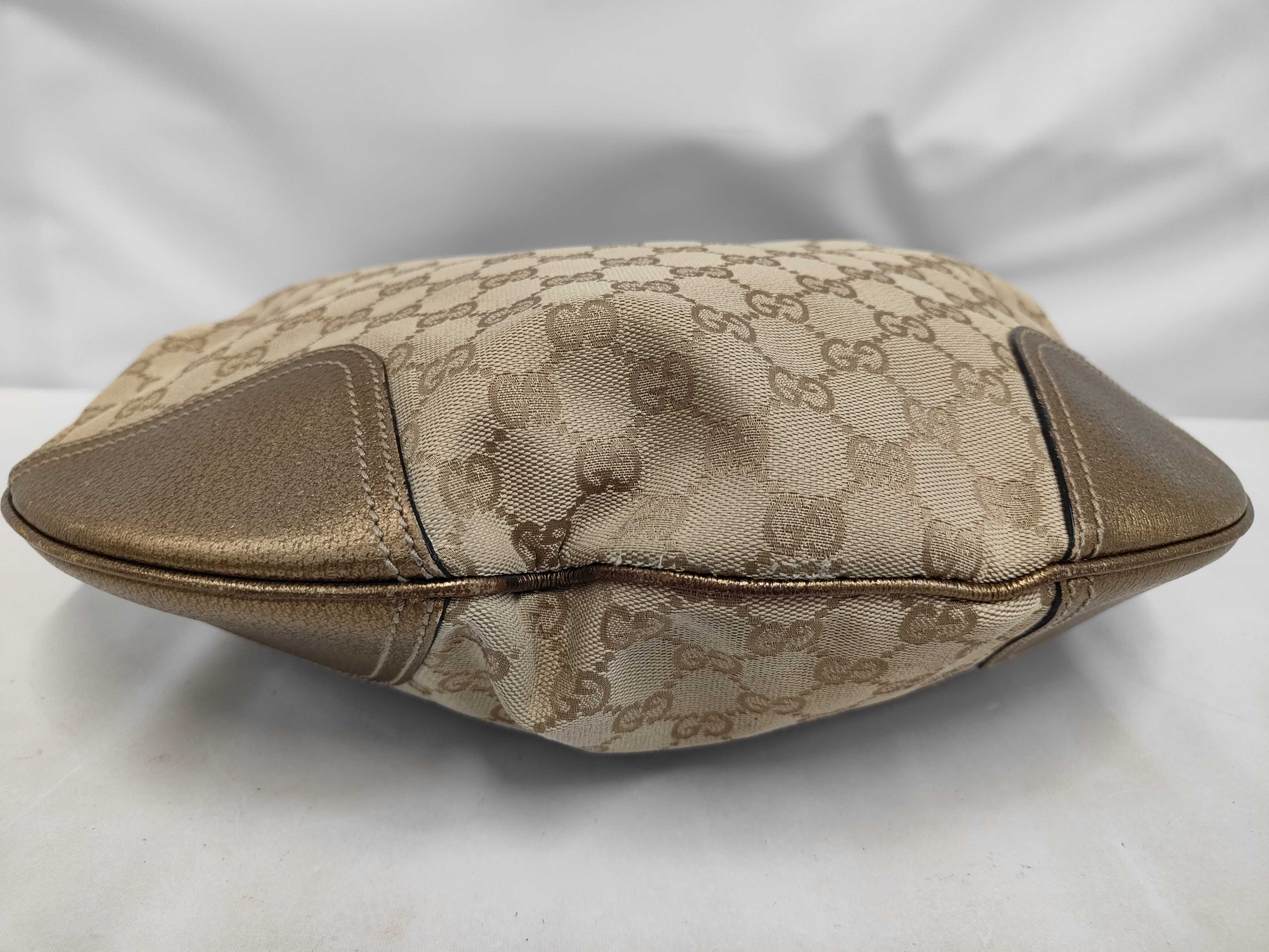 Gold Canvas GG Monogram Half-Moon Shoulder Bag — view 4