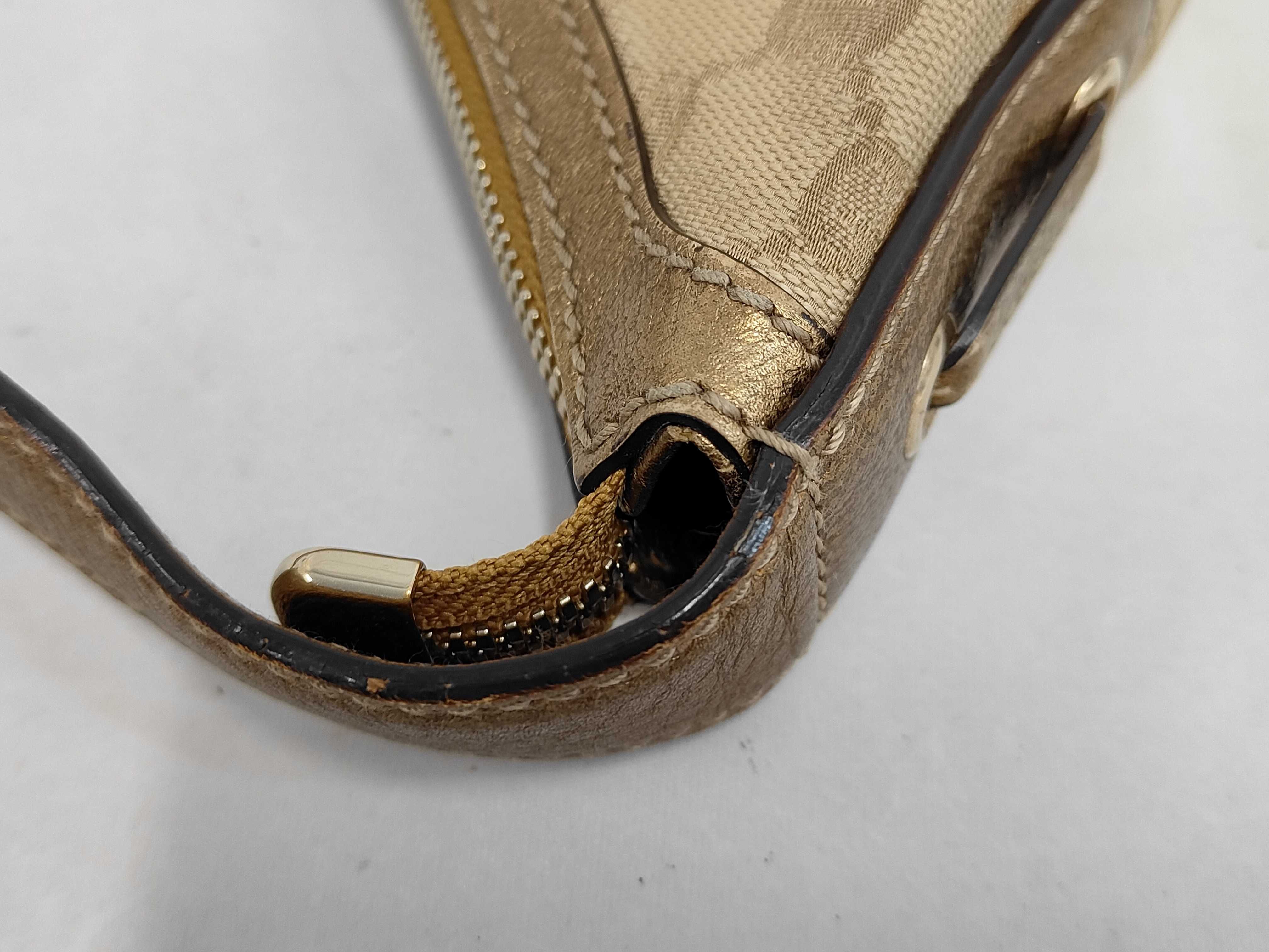 Gold Canvas GG Monogram Half-Moon Shoulder Bag — view 6