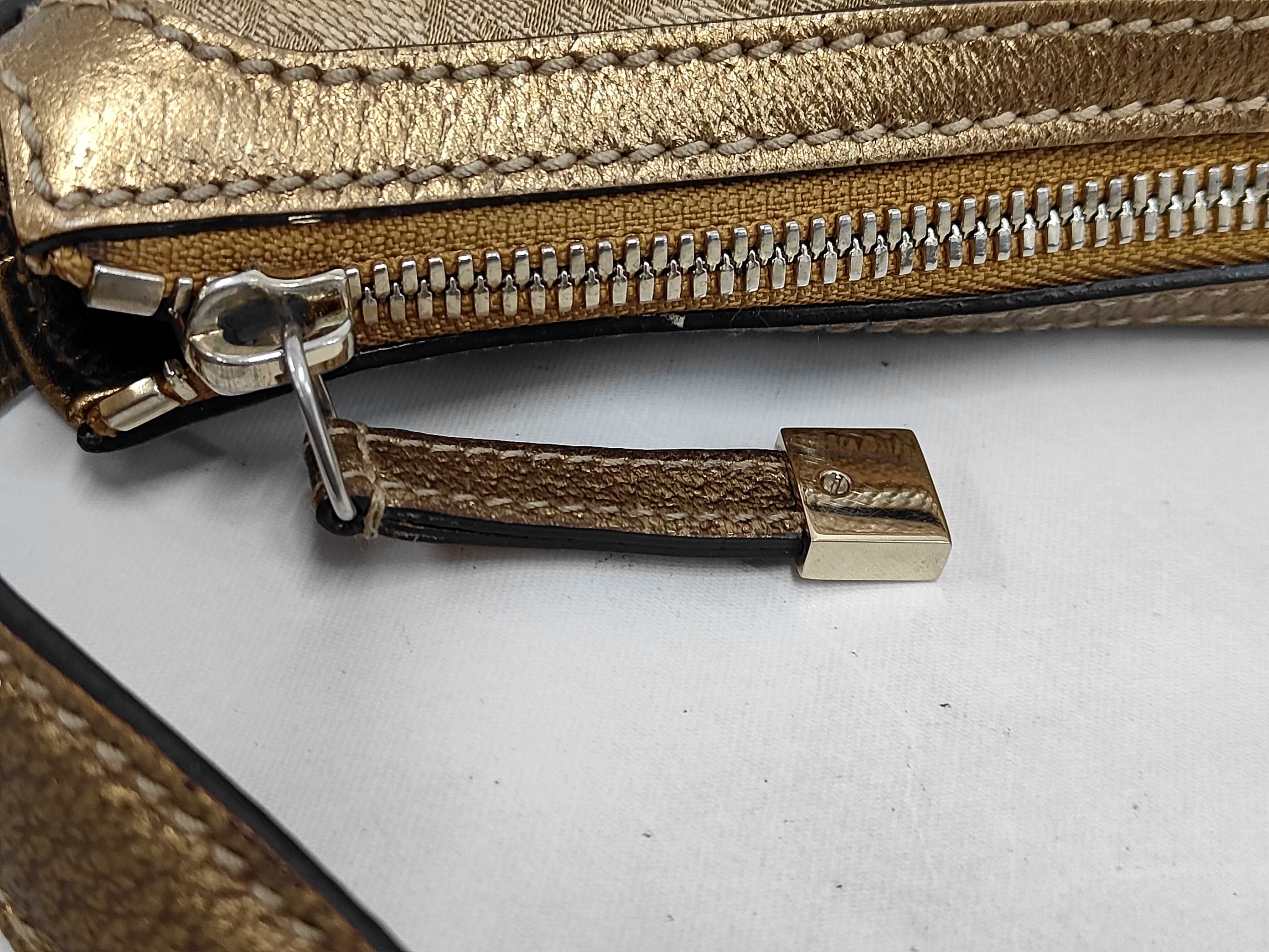 Gold Canvas GG Monogram Half-Moon Shoulder Bag — view 7